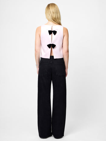 Carey Combo Velvet Bow Top