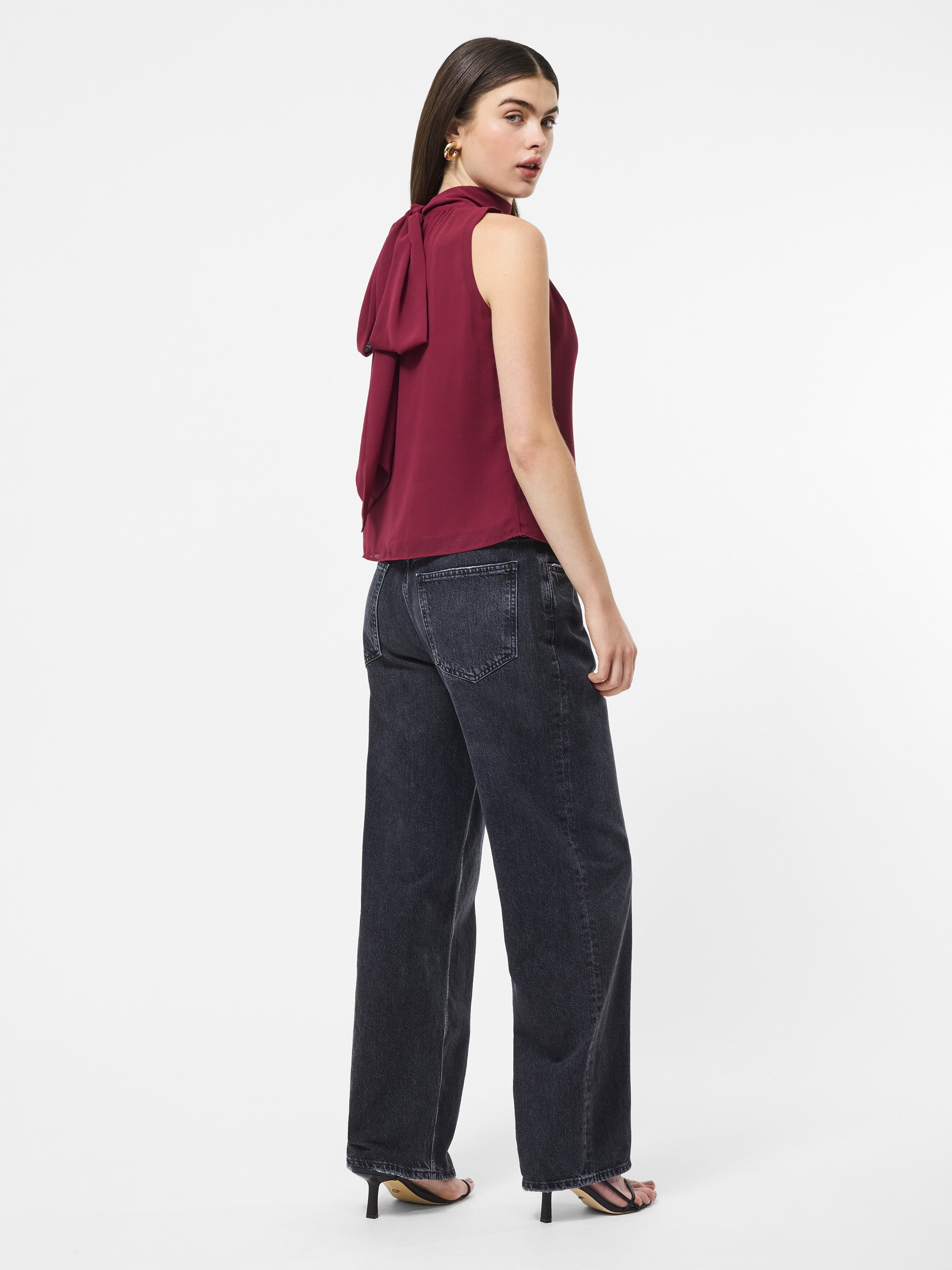 Marina Chiffon Sleeveless Bow Top