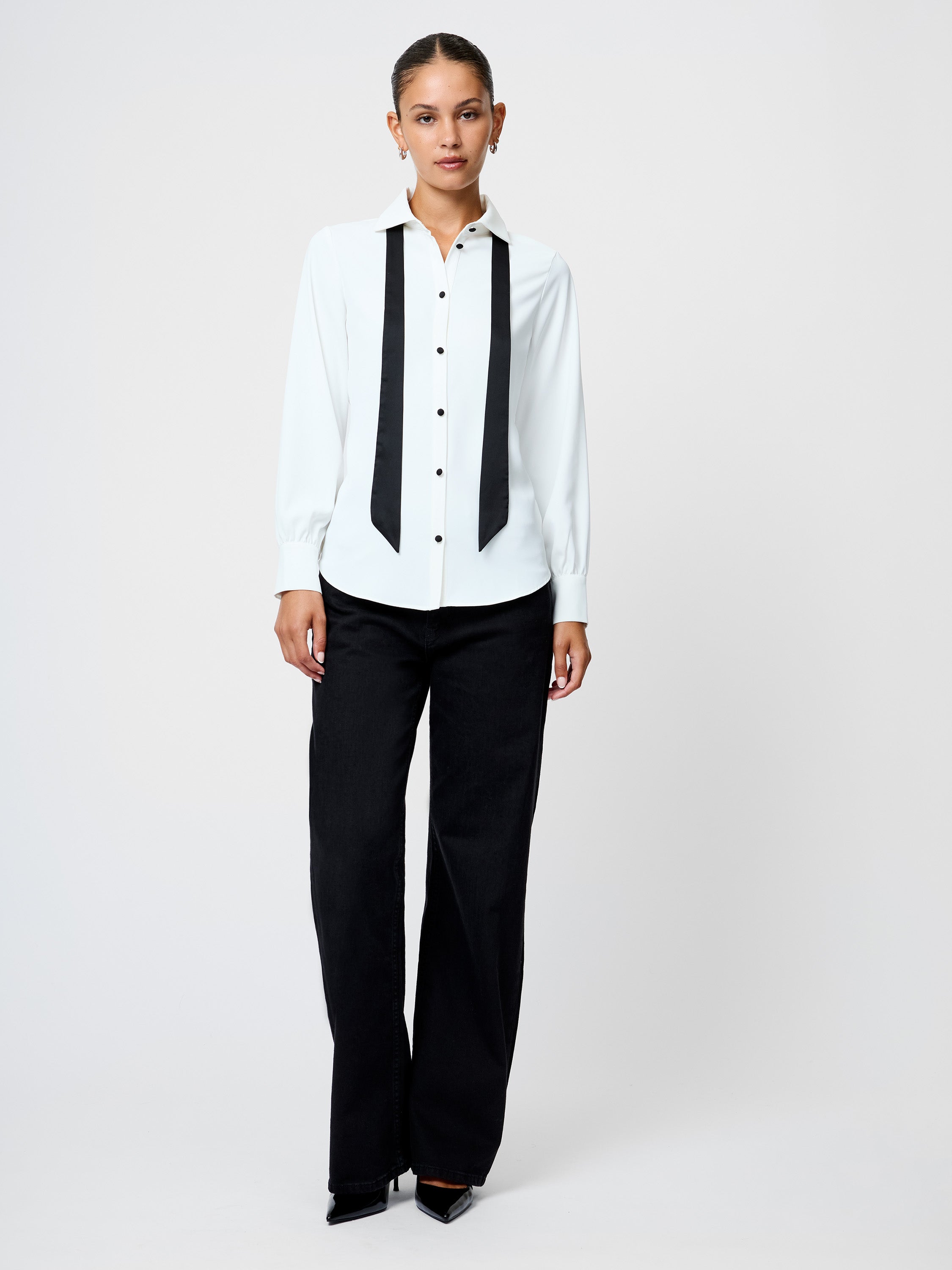 Quinn Crepe Satin Bow Blouse