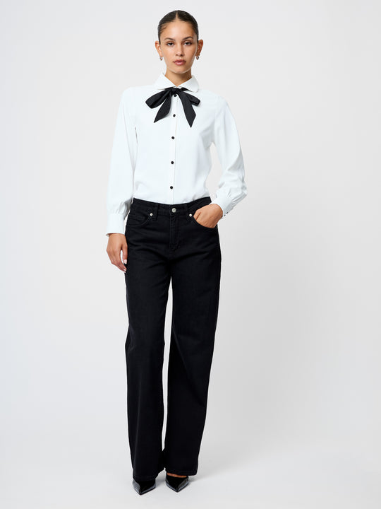 Quinn Crepe Satin Bow Blouse