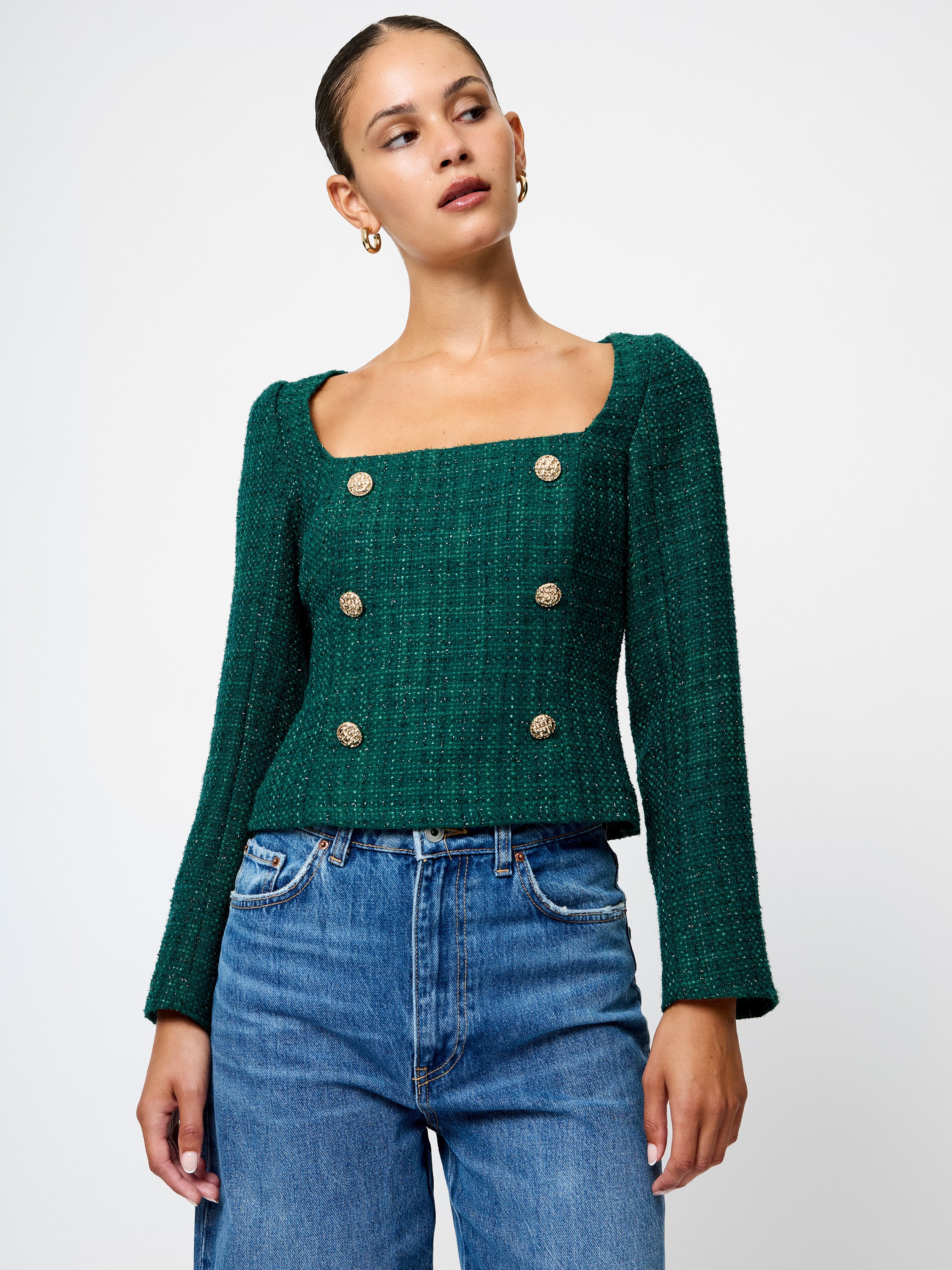 Shante Shimmer Double Breasted Top