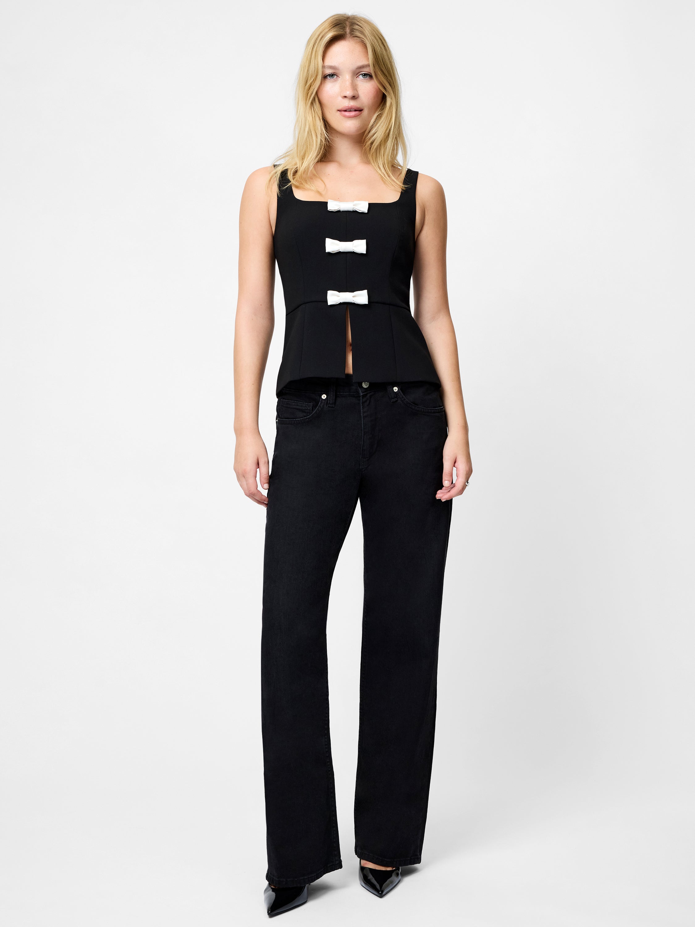 Azra Sleeveless Peplum Bow Top