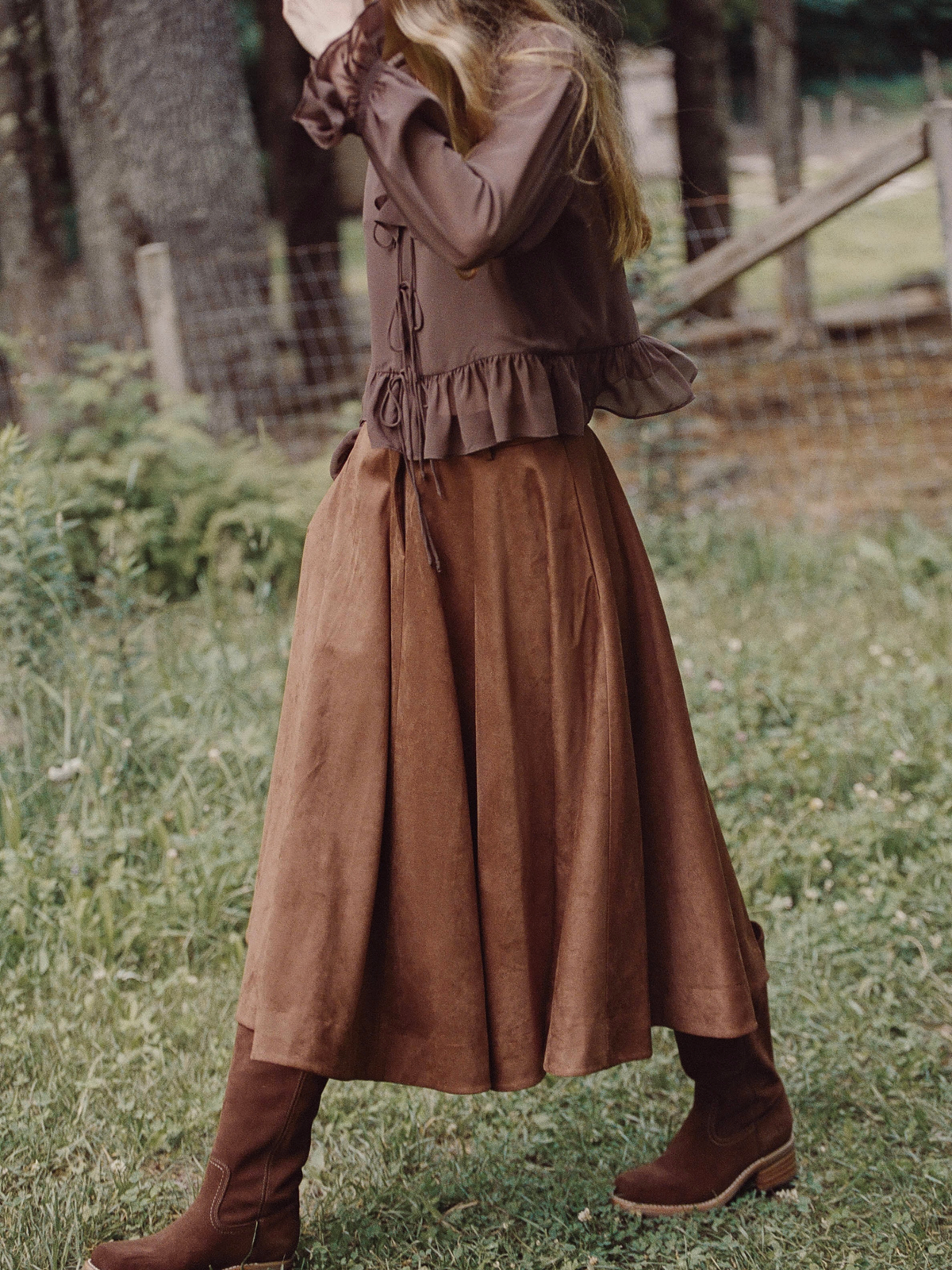 SONJA SUEDE MIDI SKIRT View 1
