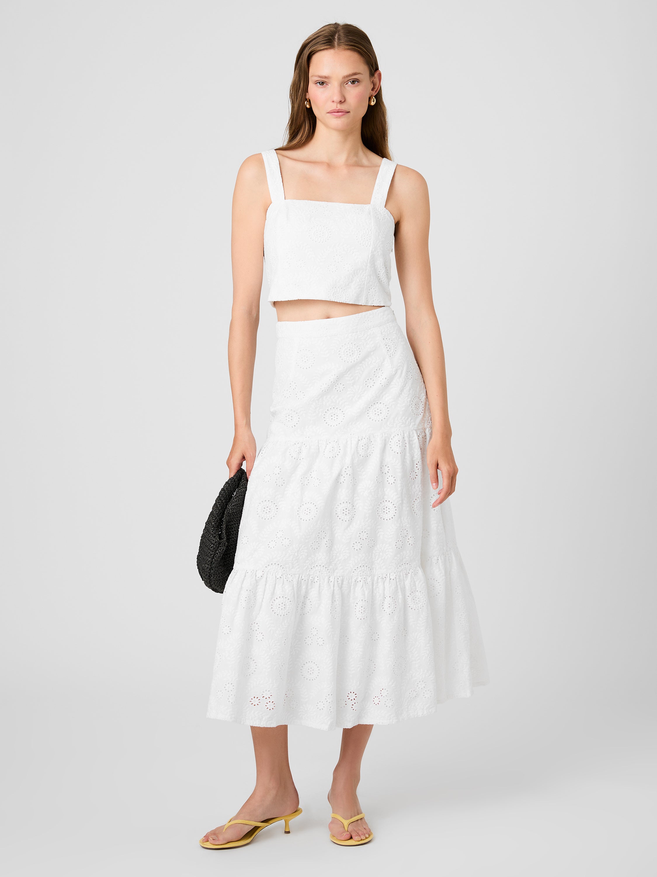 Svea Floral Eyelet Tier Maxi Skirt | French Connection US