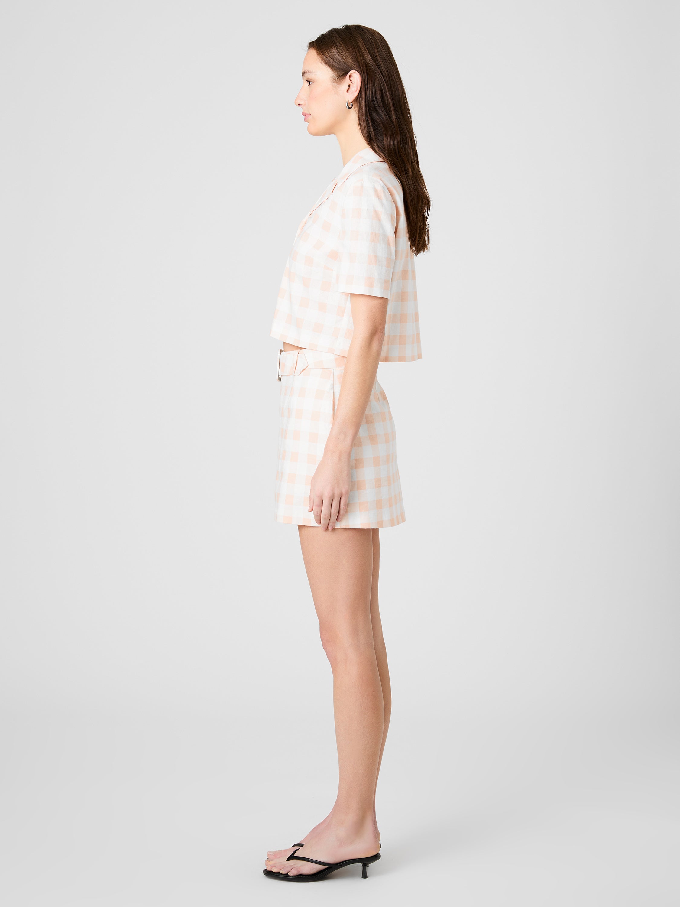 ASPEN LINEN GINGHAM BELTED SKIRT VIEW 6 | Women's Shop All