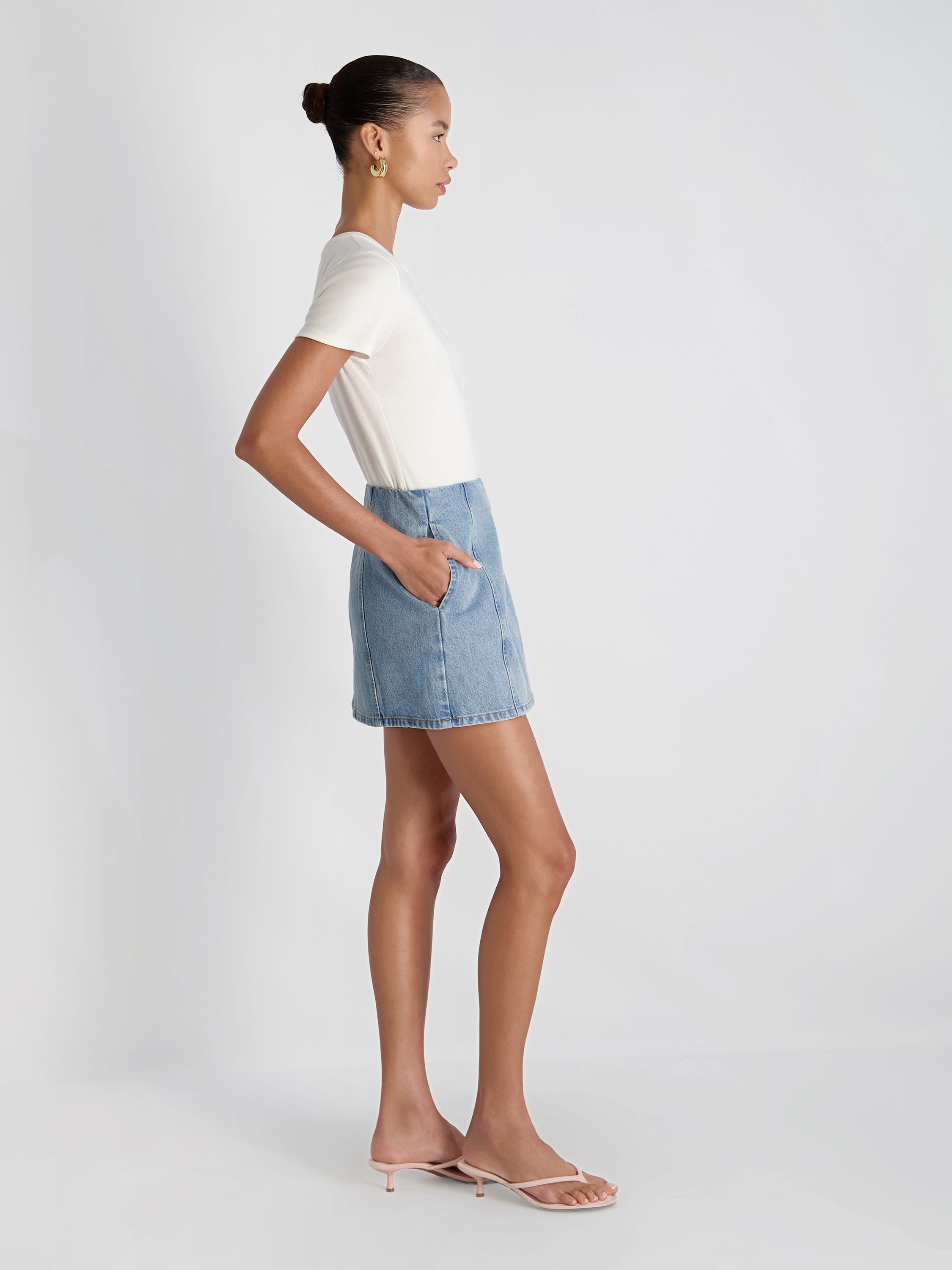 90S DENIM MULTI SEAM MINI SKIRT VIEW 4 | Women's Shop All
