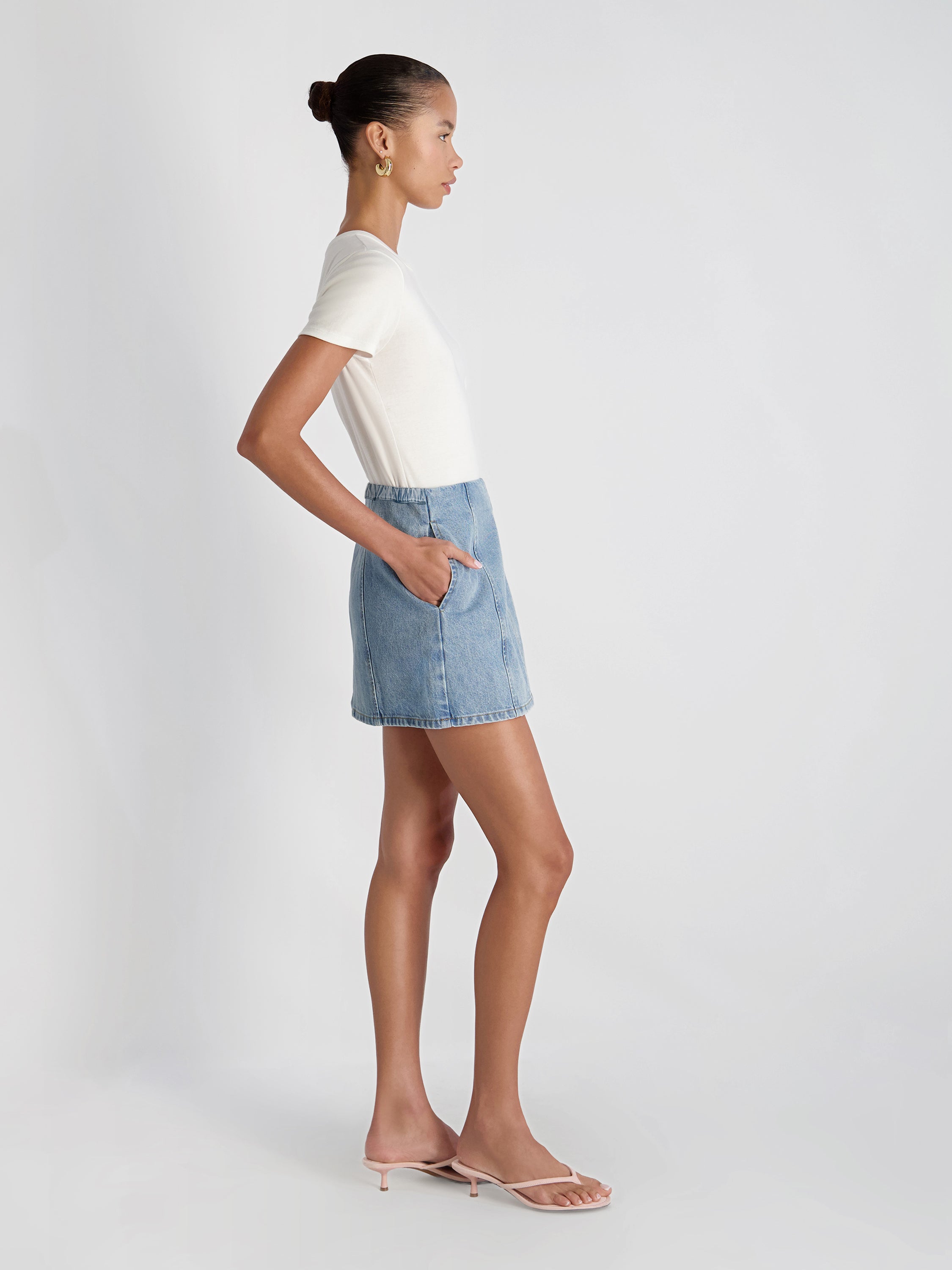 90S DENIM MULTI SEAM MINI SKIRT VIEW 3
