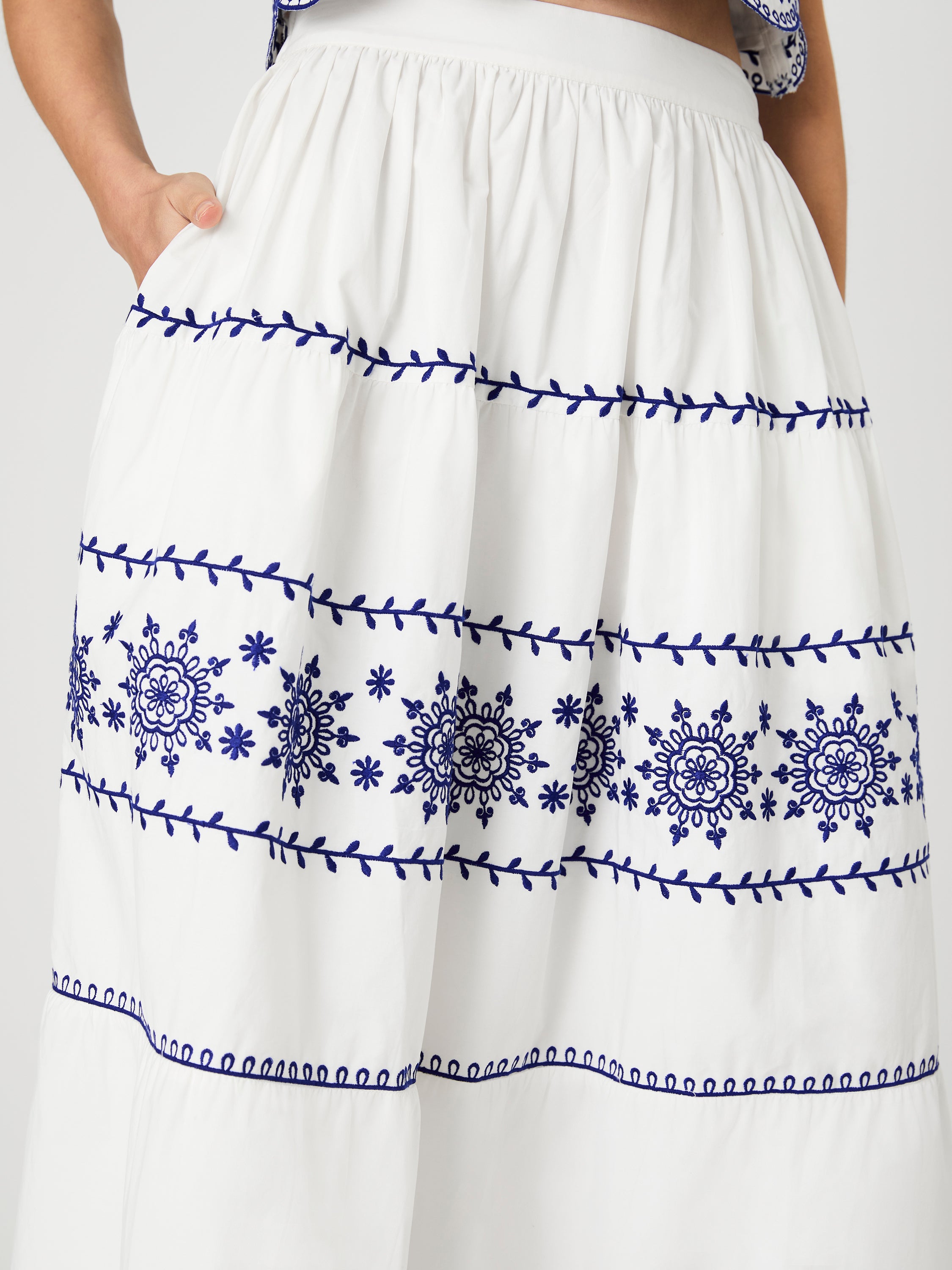 ALISSA COTTON EMBROIDERED MIDI SKIRT VIEW 4 | Matching Sets