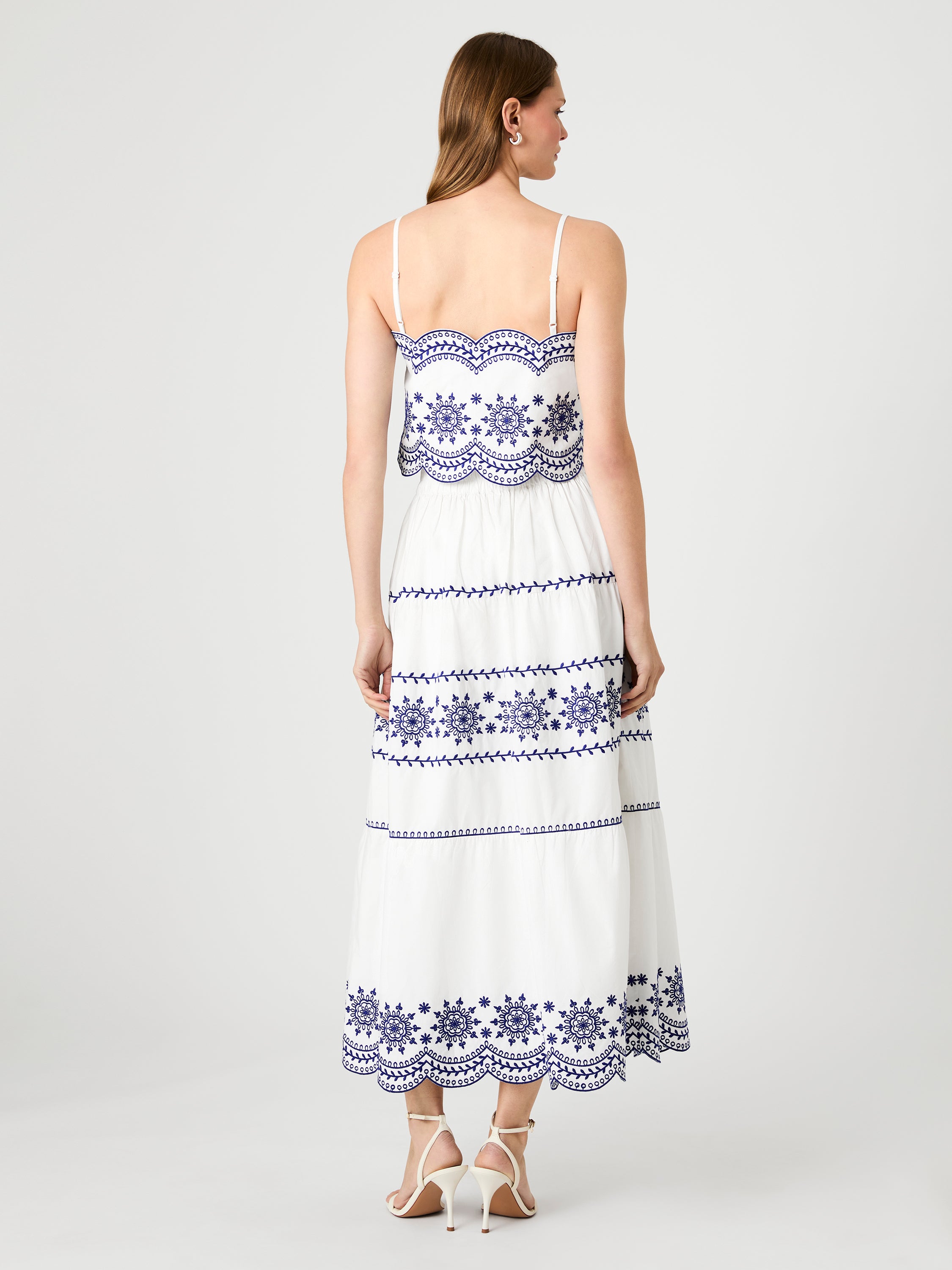 ALISSA COTTON EMBROIDERED MIDI SKIRT VIEW 3 | Matching Sets