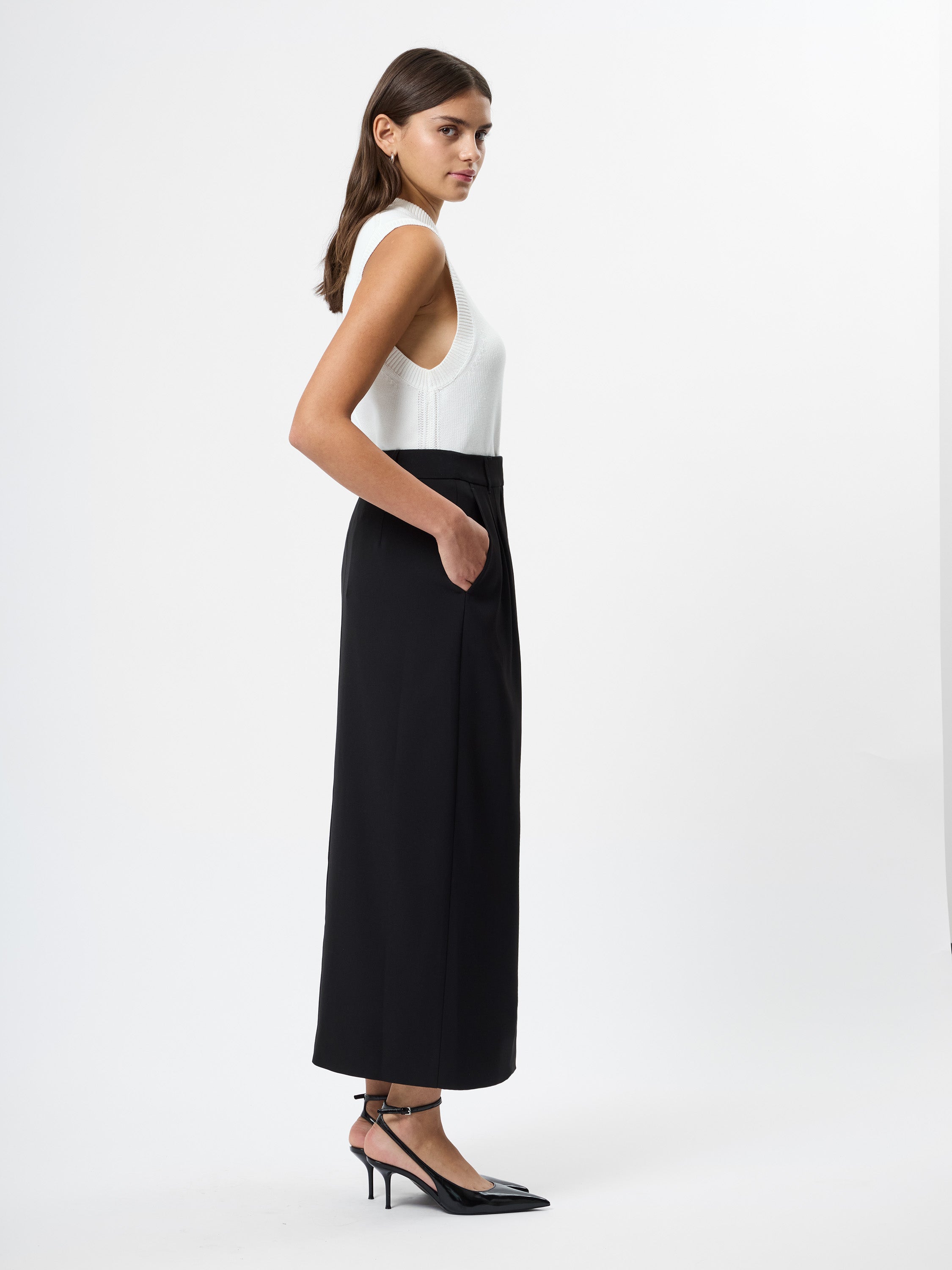Harry Suiting Slit Midi Skirt