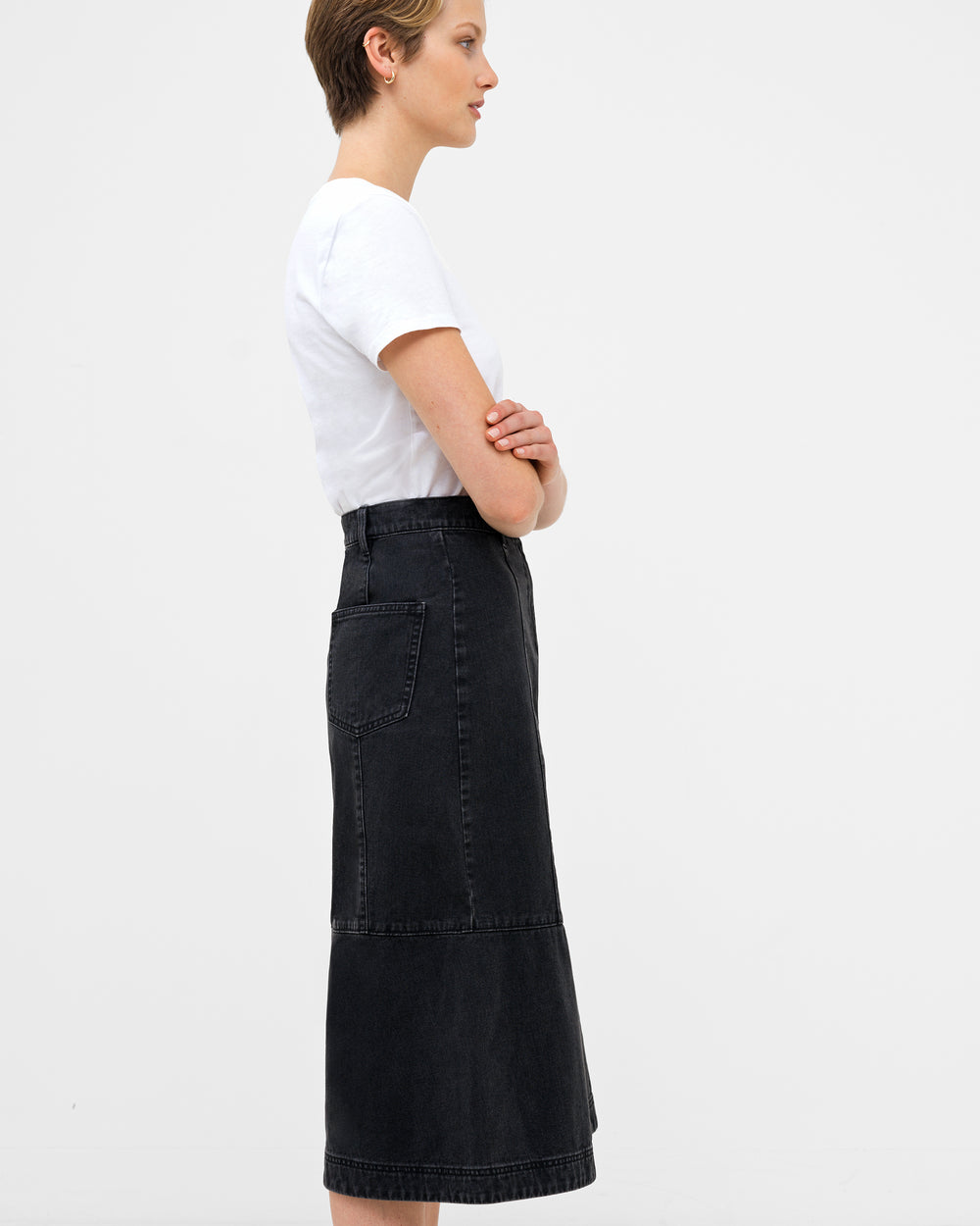 Washed Black Denim Skirt - Button-Front Denim Skirt - Mini Skirt - Lulus