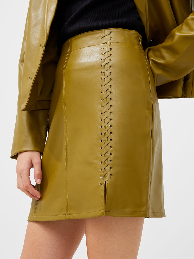 Crolenda PU Stitch Mini Skirt Nutria