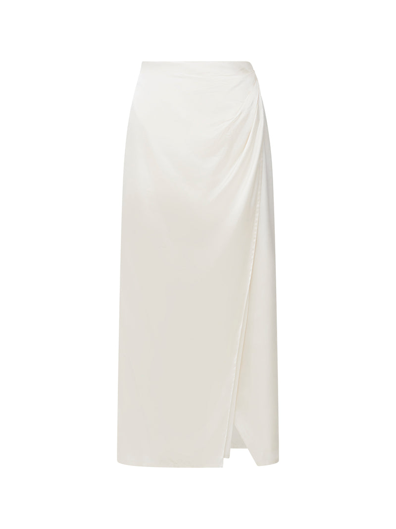 Inu Satin Midi Wrap Skirt Classic Cream | French Connection US