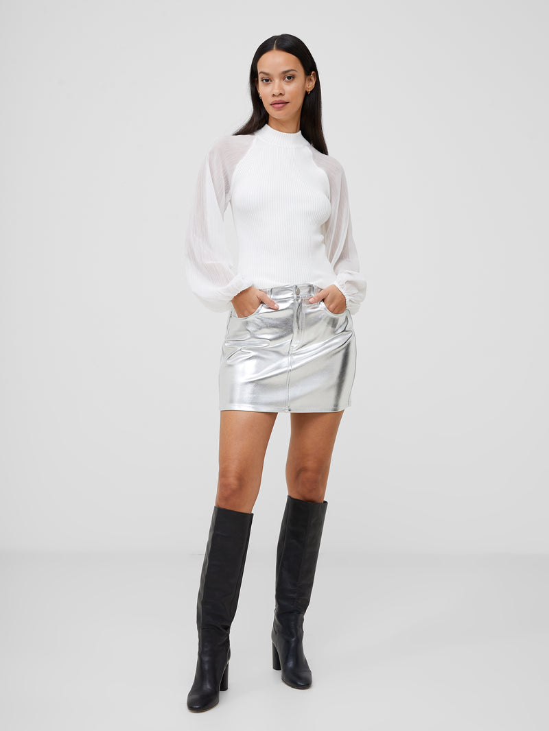 Metallic Mini Skirt Silver French Connection US