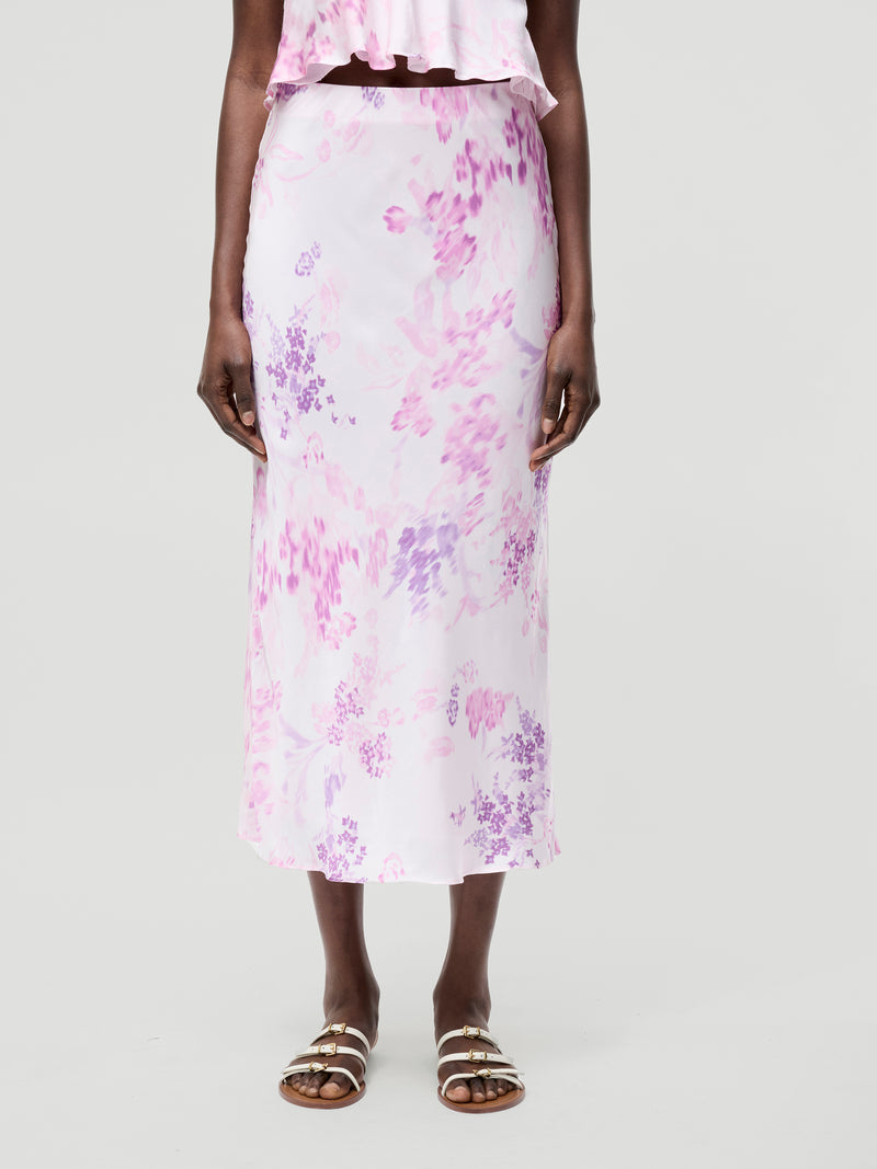 Elyria Oona Satin Midi Skirt