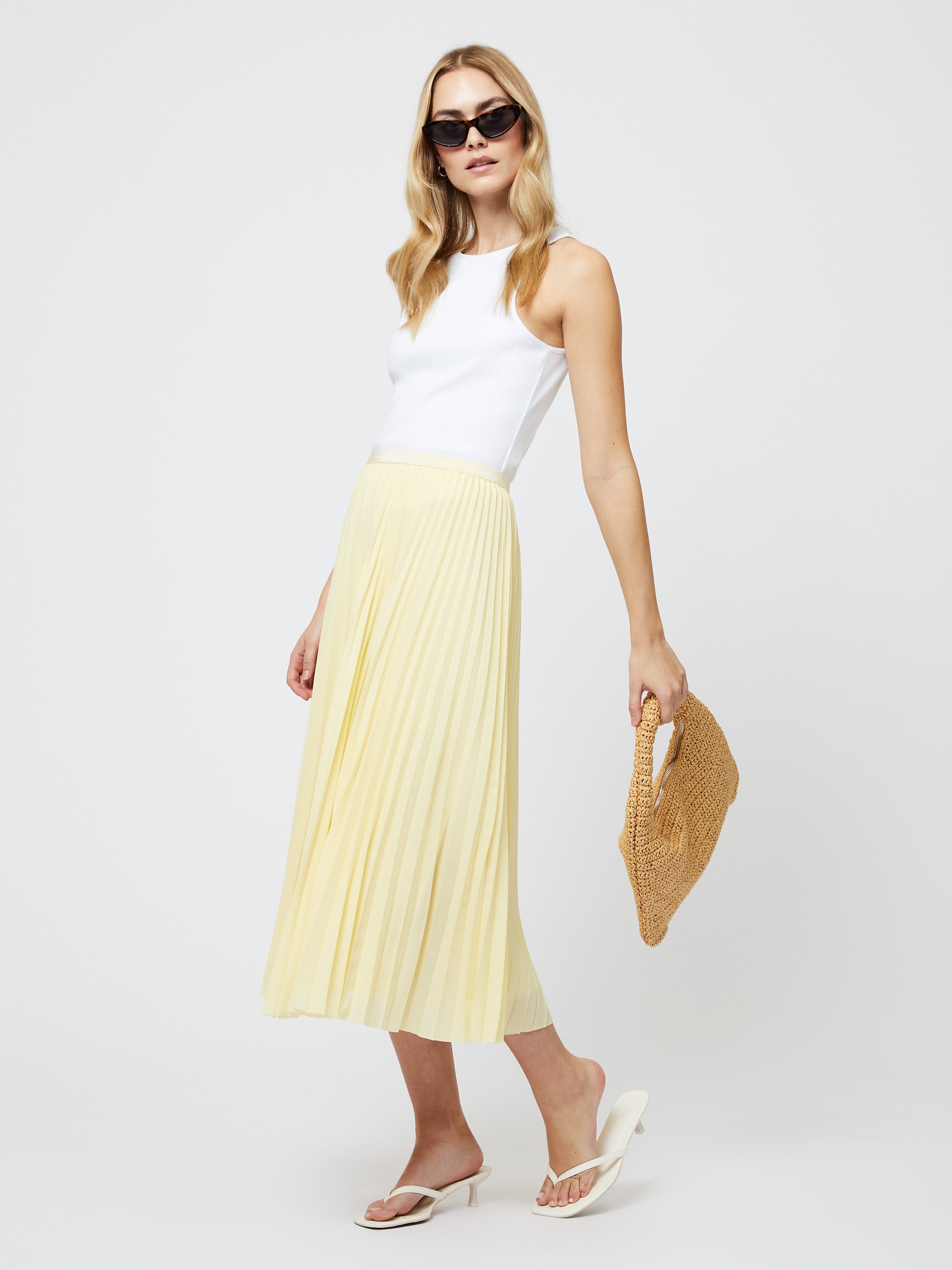Sunburst Pleated Midi Skirt