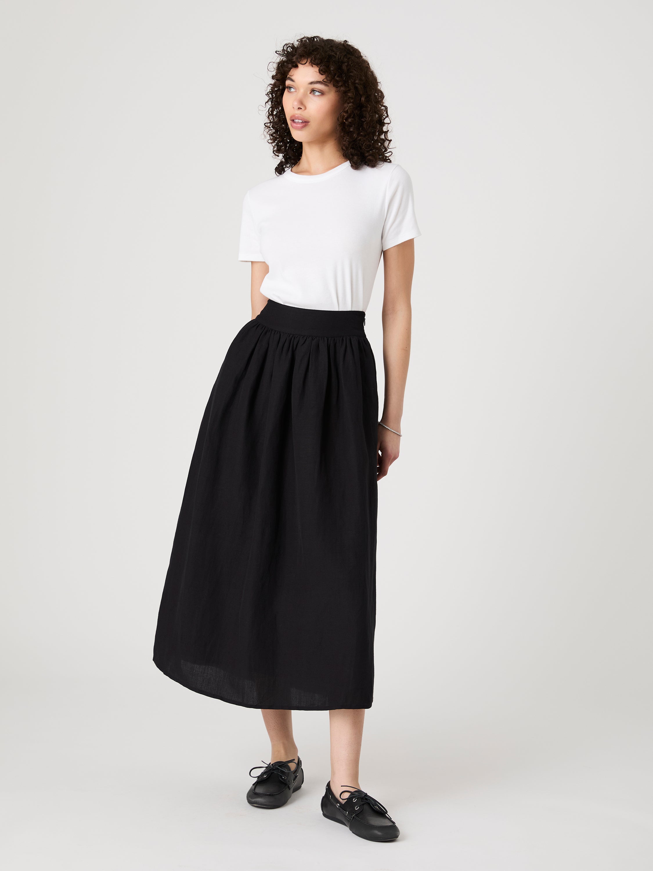 Birdie Linen Midi Skirt