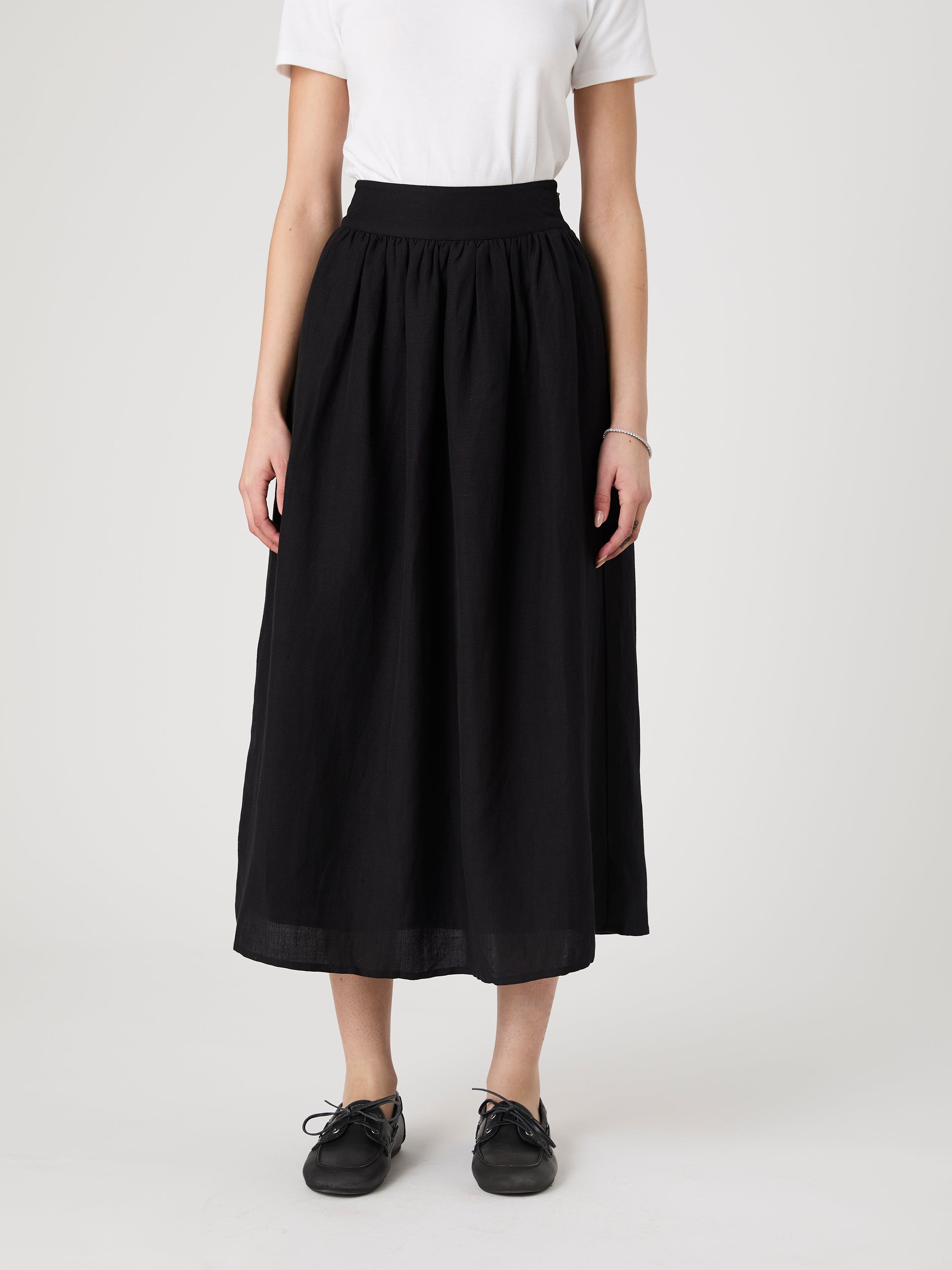 Birdie Linen Midi Skirt