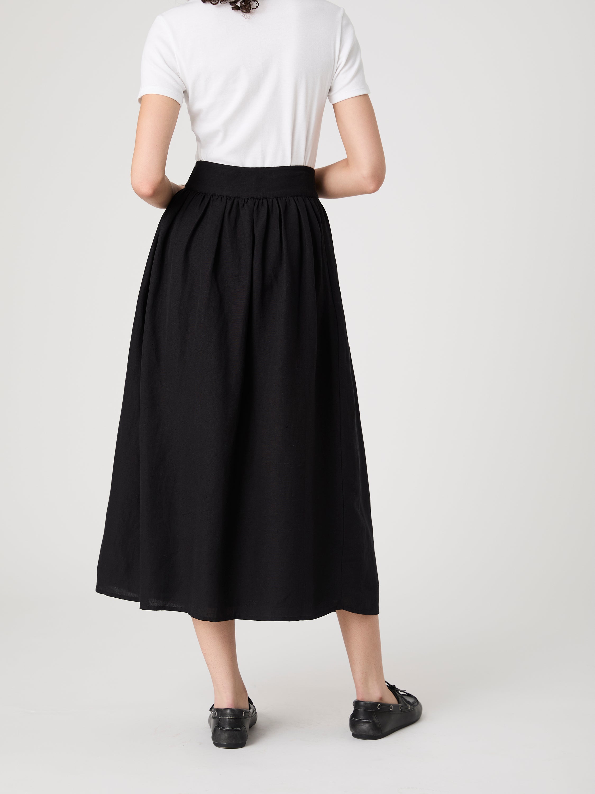 Birdie Linen Midi Skirt