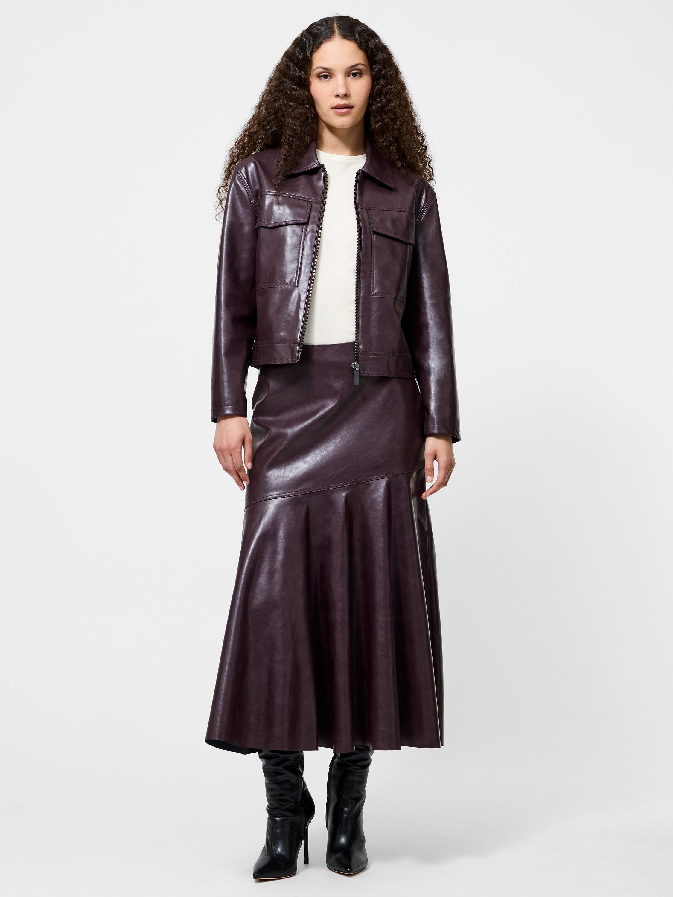 Kayleigh Vegan Leather Midi Skirt