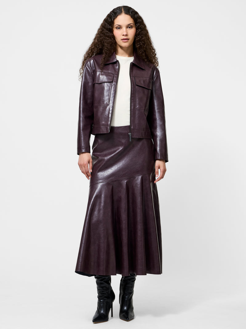 Kayleigh Vegan Leather Midi Skirt