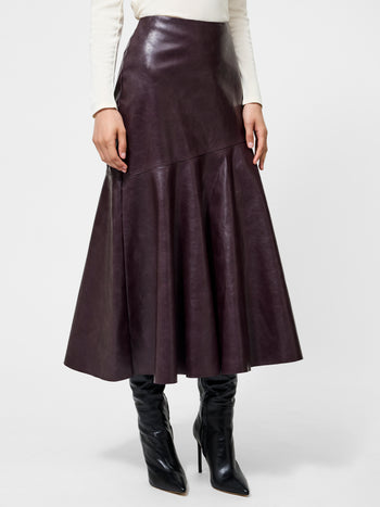 Kayleigh Vegan Leather Midi Skirt