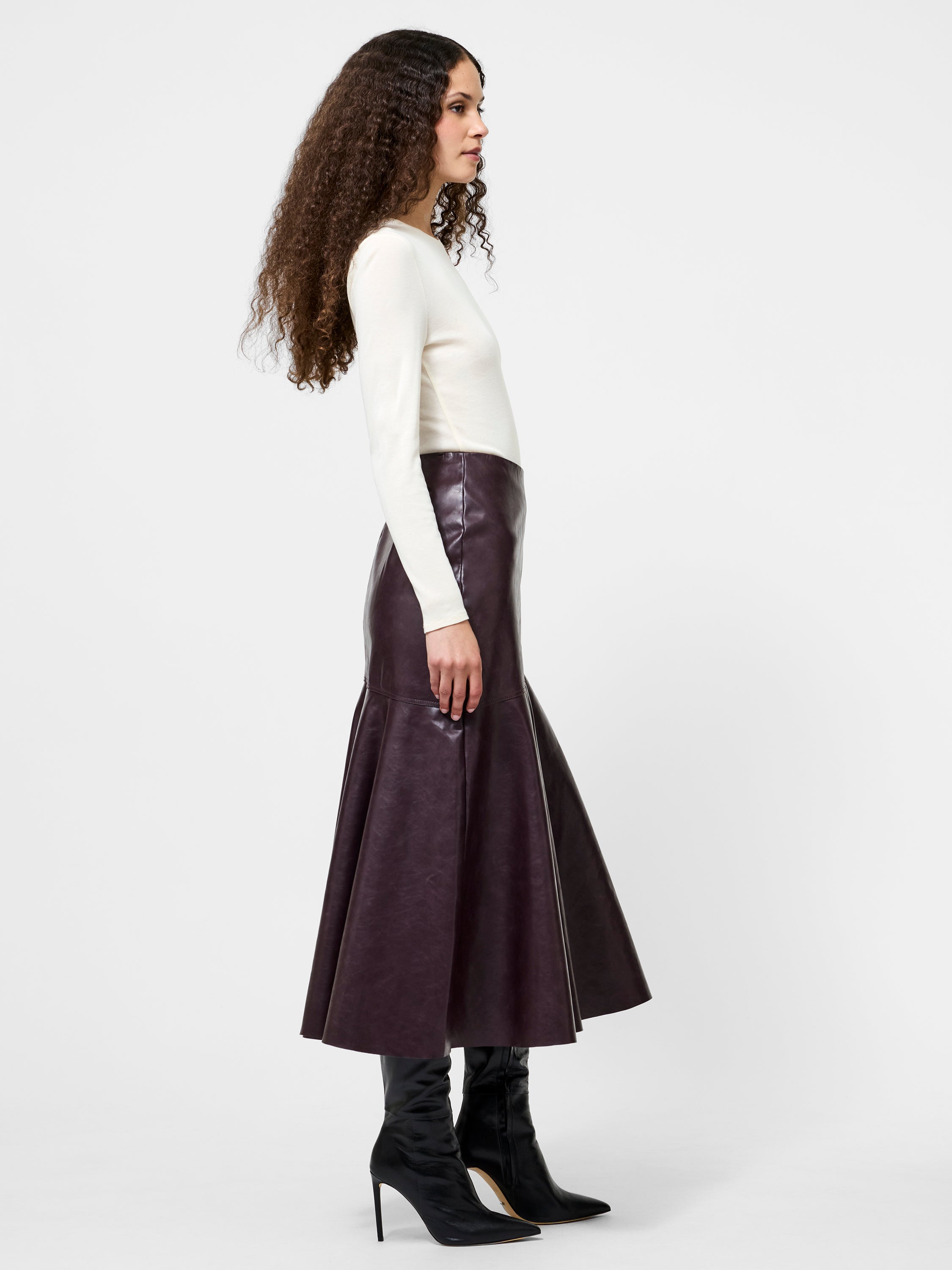 Kayleigh Vegan Leather Midi Skirt