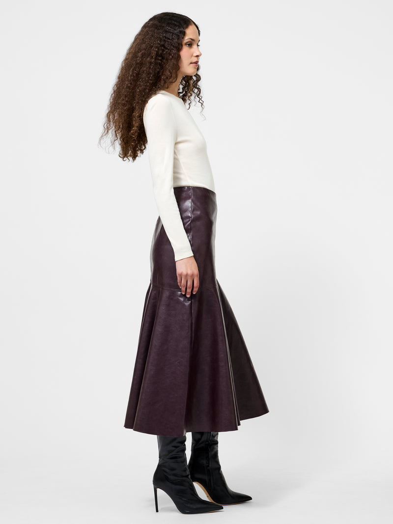 Kayleigh Vegan Leather Midi Skirt