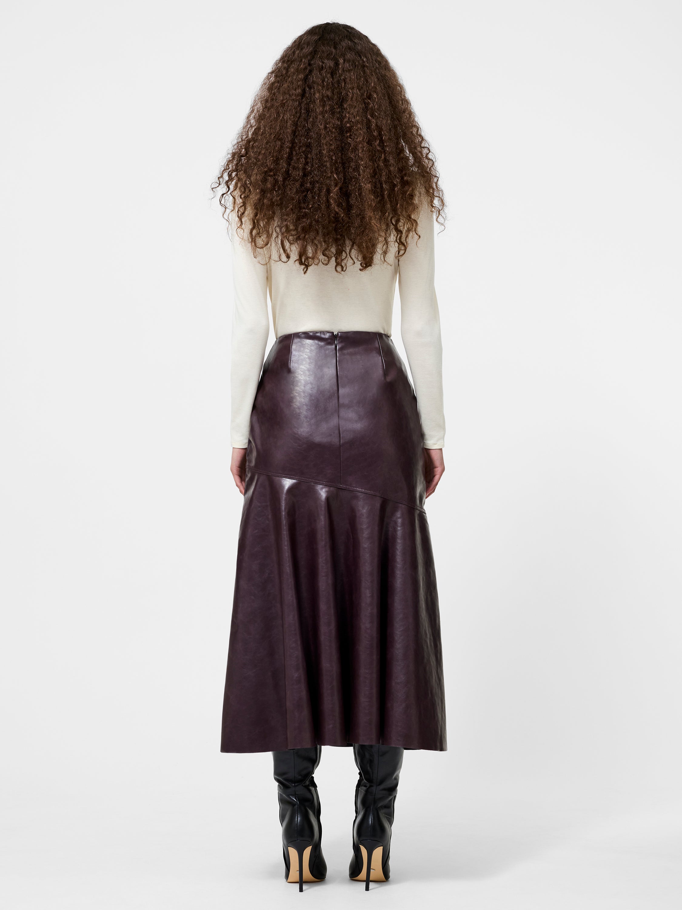 Kayleigh Vegan Leather Midi Skirt