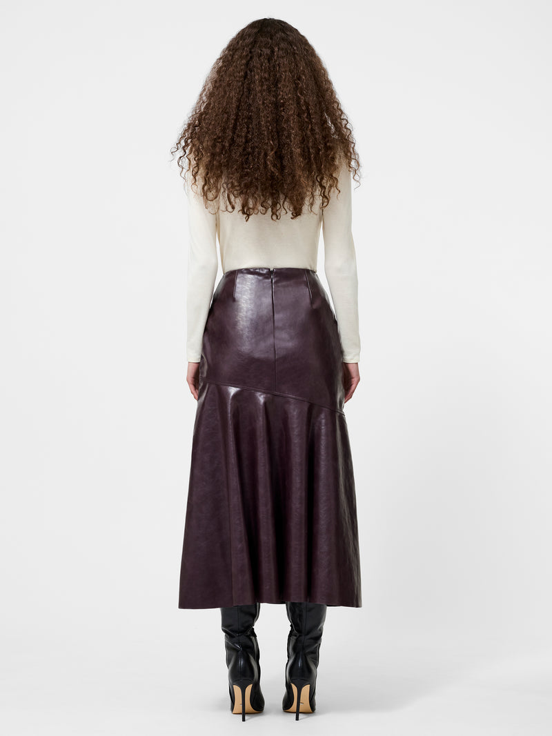 Kayleigh Vegan Leather Midi Skirt
