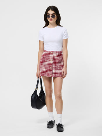Brushed Houndstooth Mini Skirt