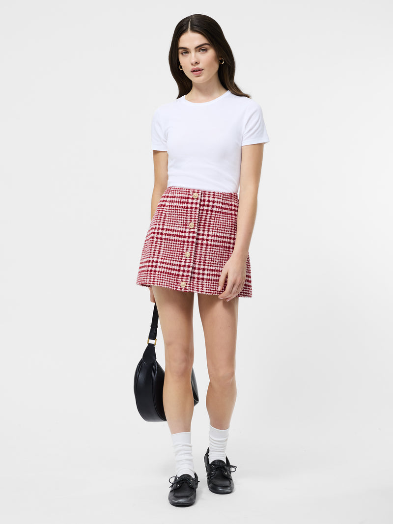 Brushed Houndstooth Mini Skirt
