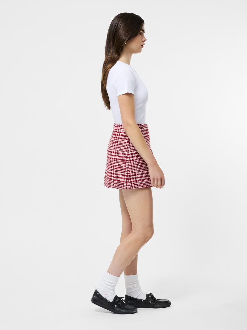 Brushed Houndstooth Mini Skirt