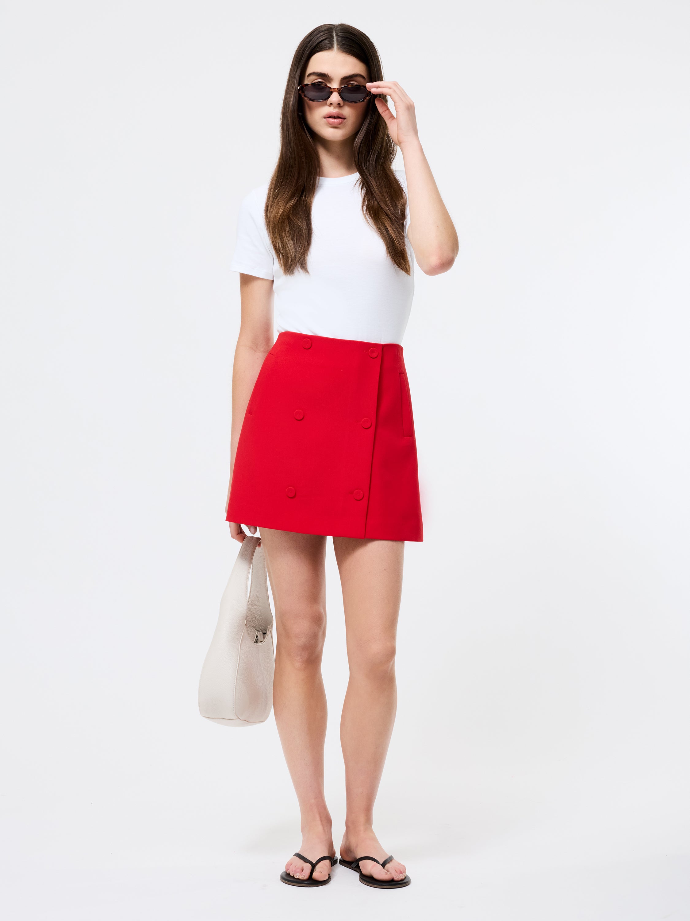 Azra Twill Double Breasted Mini Skirt