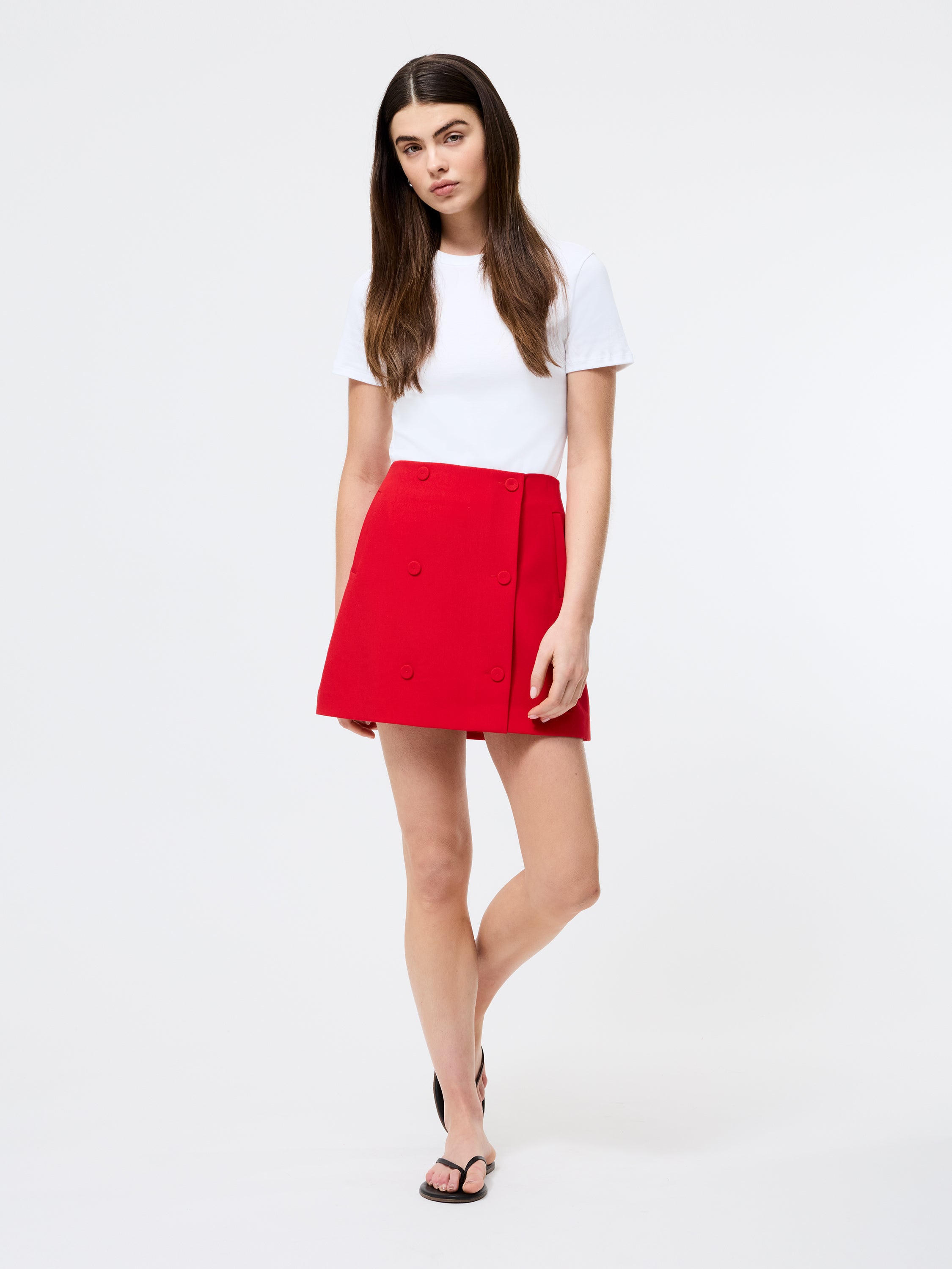 Azra Twill Double Breasted Mini Skirt