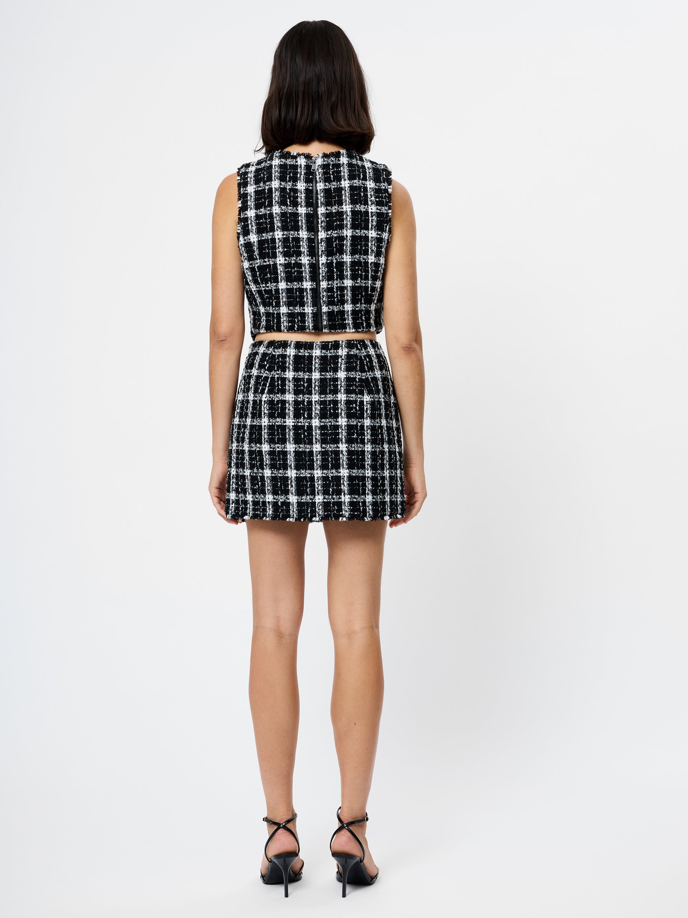 Windowpane Tweed Mini Skirt
