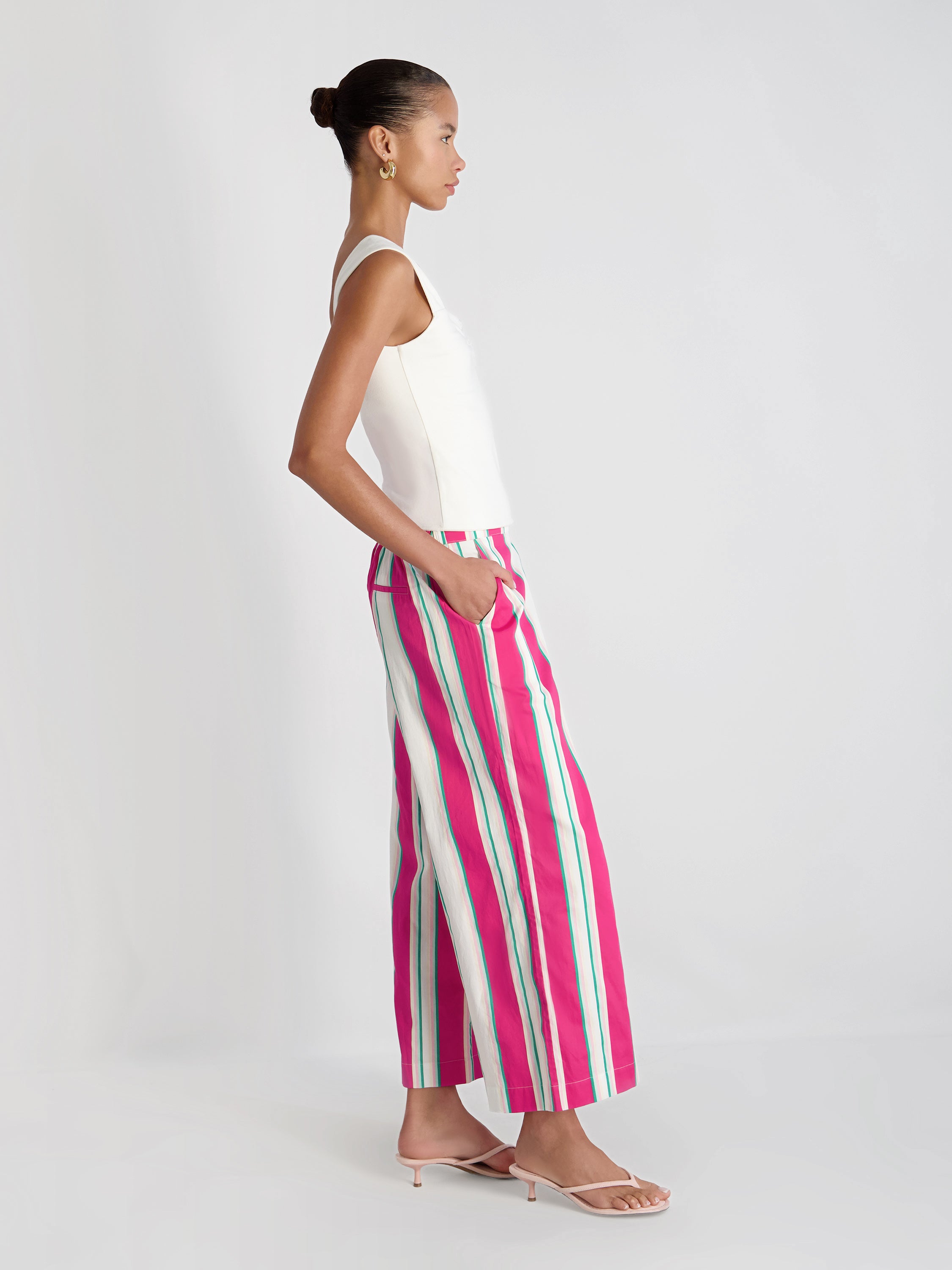 ALEXIS POPLIN HAVANA STRIPE CROP PANT VIEW 6 | Pants