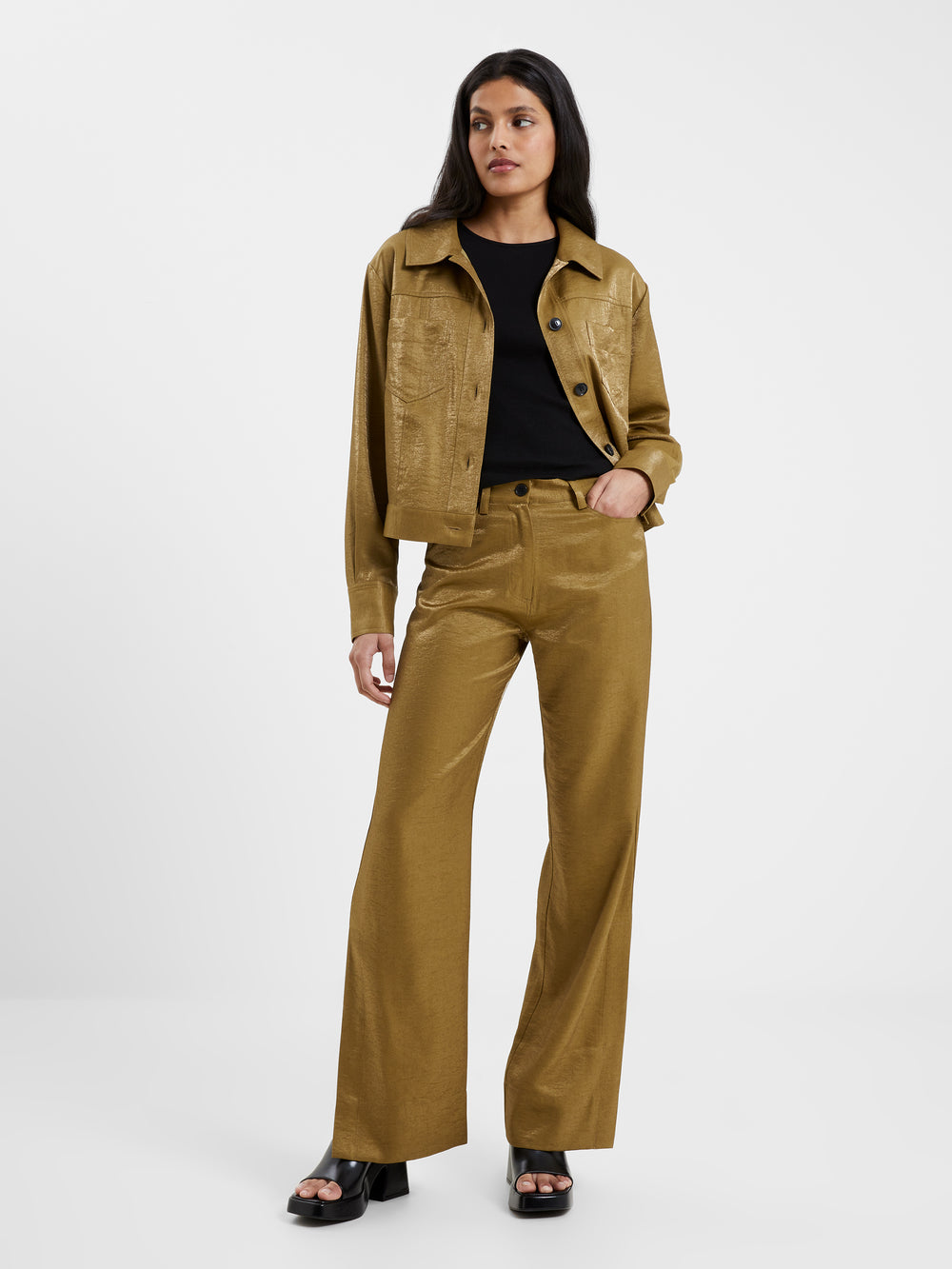 Cammie Shimmer Flare Trousers US Connection | French Nutria