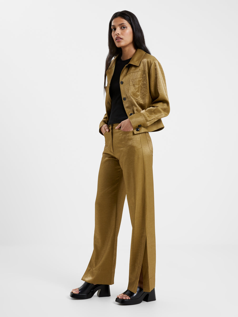 Connection Trousers Shimmer Cammie US Nutria Flare French |