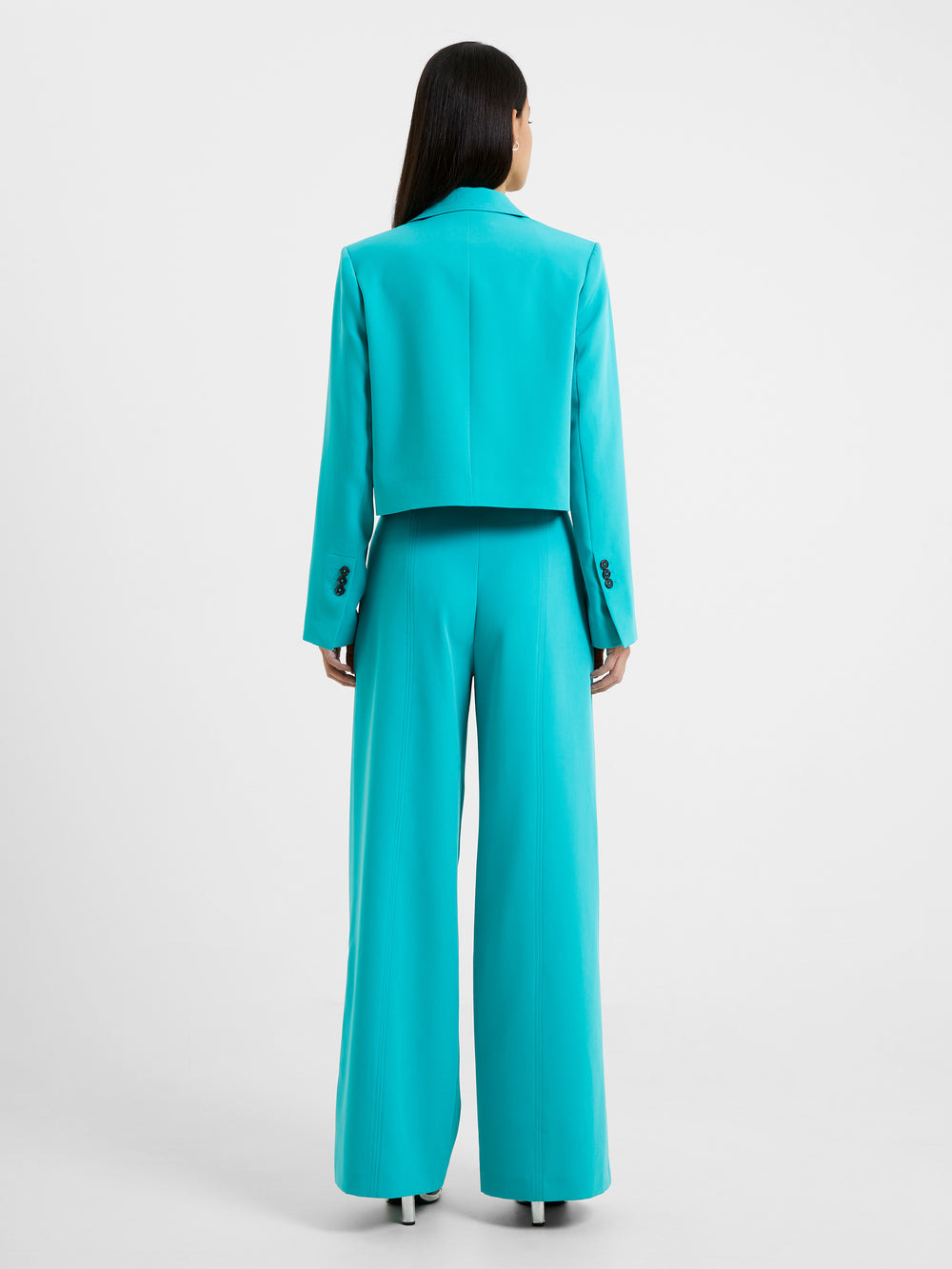 Echo Crepe Wide Leg Trousers Jaded Teal | French Connection US