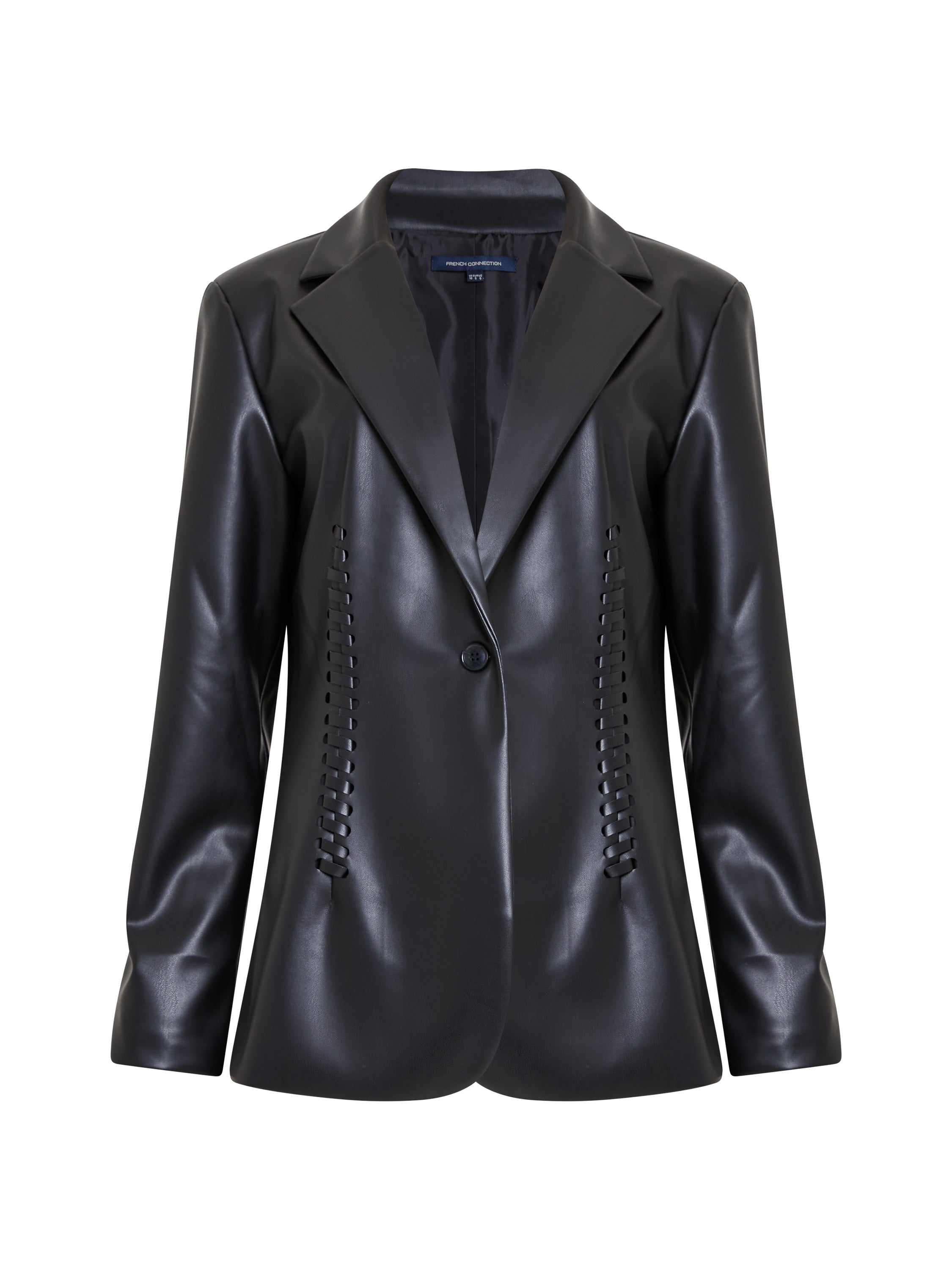 Crolenda Faux Leather Stitch Blazer
