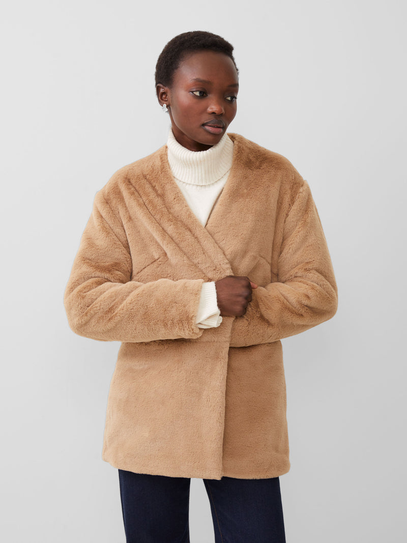 Buona Faux Fur Jacket Camel | French Connection US