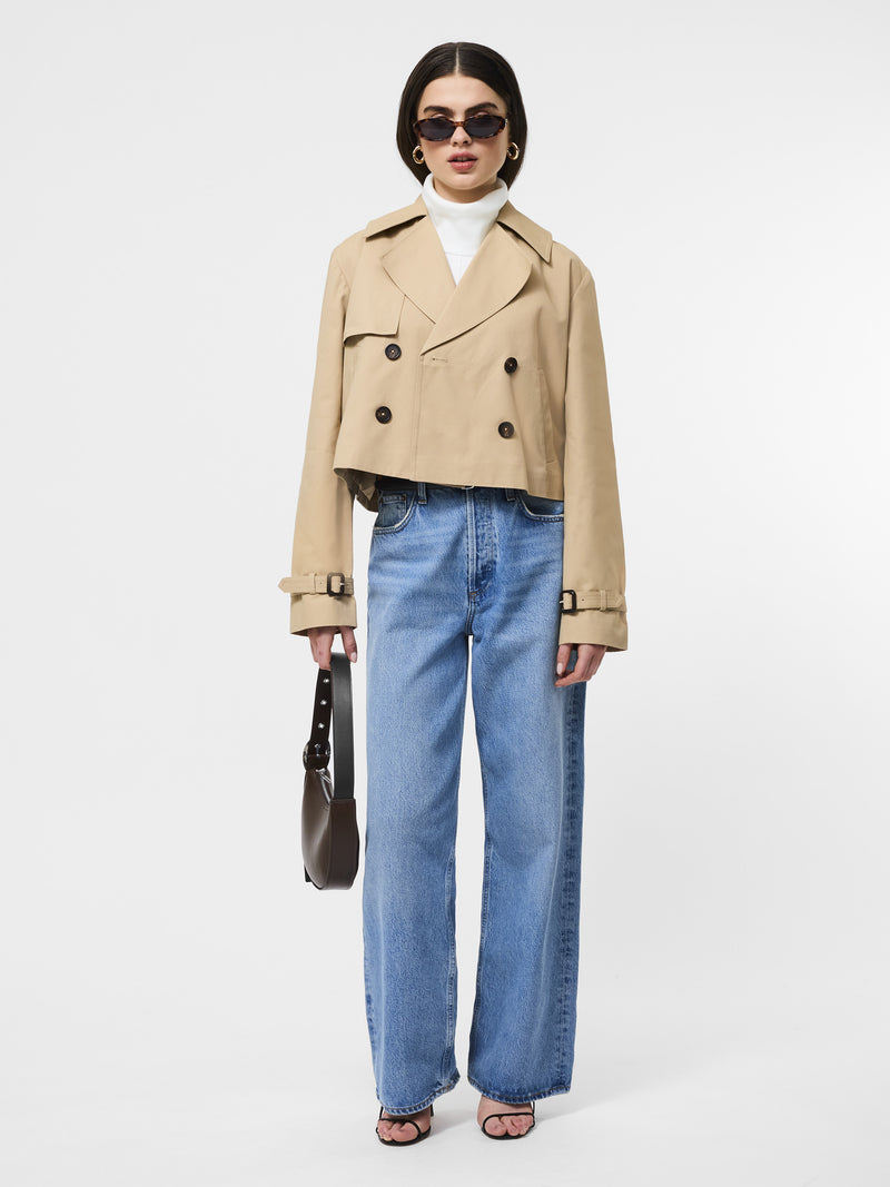 Cropped Twill Trench