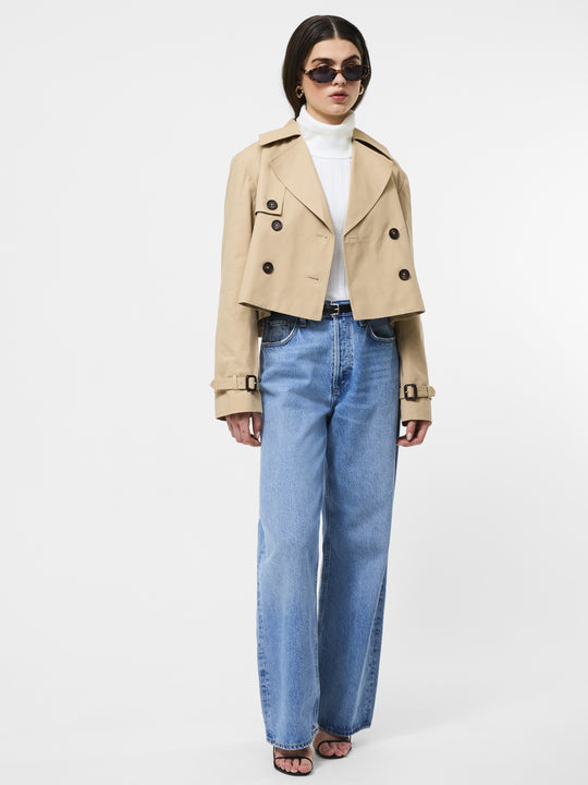 Cropped Twill Trench