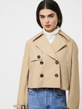 Cropped Twill Trench