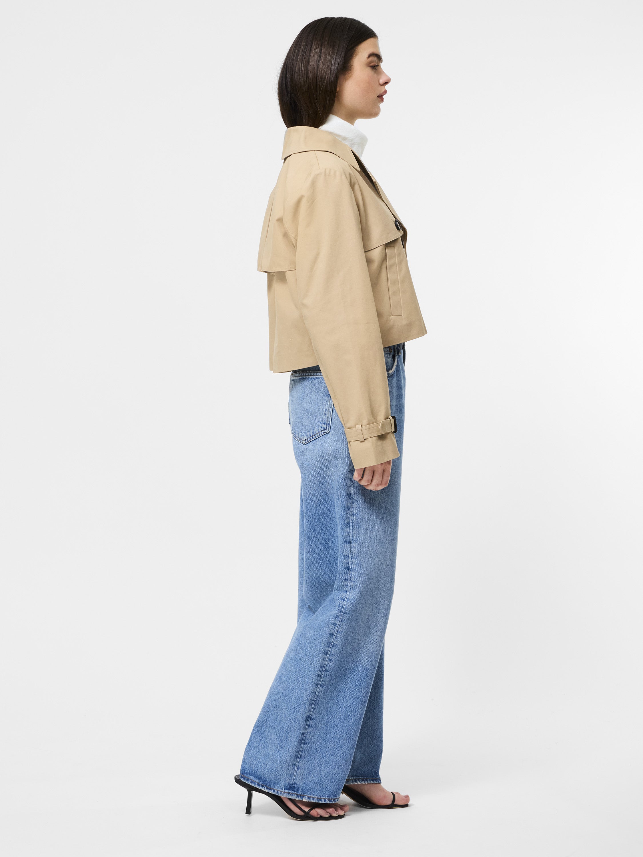 Cropped Twill Trench