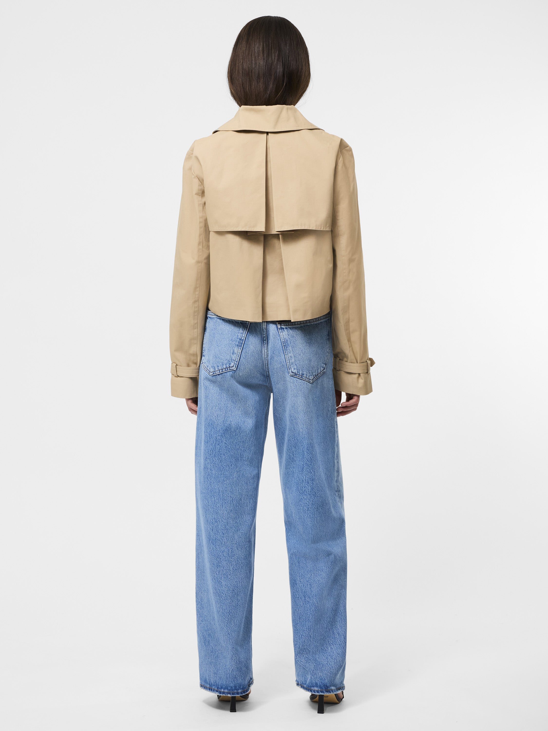Cropped Twill Trench