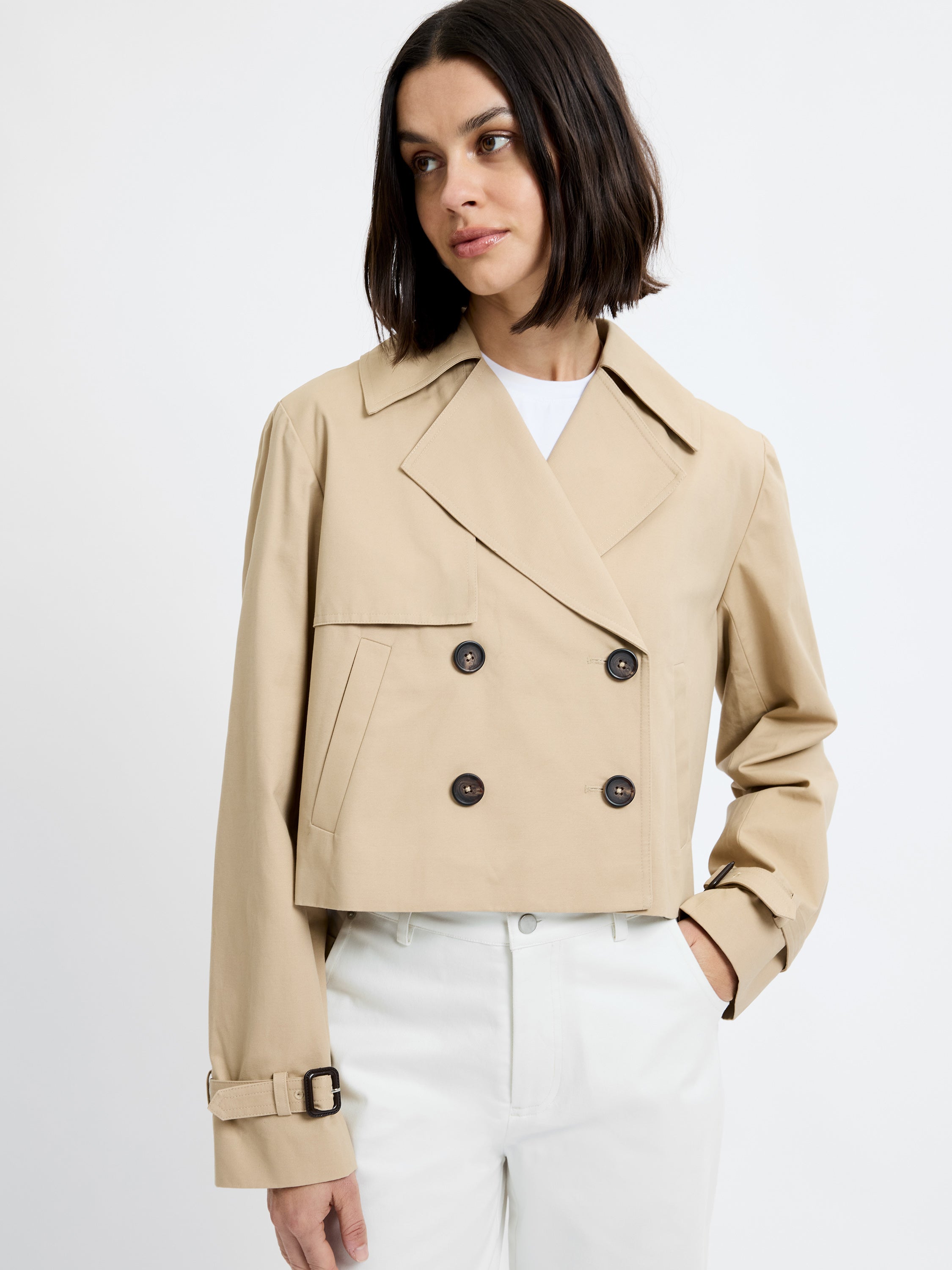 CROPPED TWILL TRENCH View 1 | White Dresses