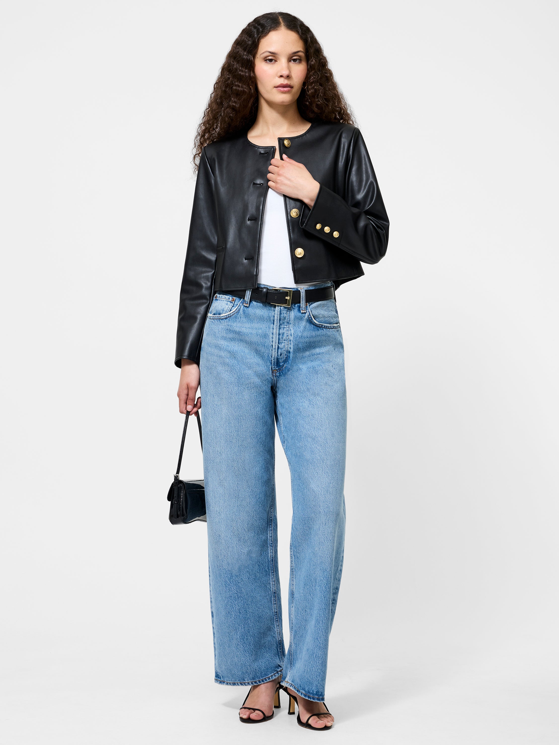 Dessa Vegan Leather Cropped Jacket