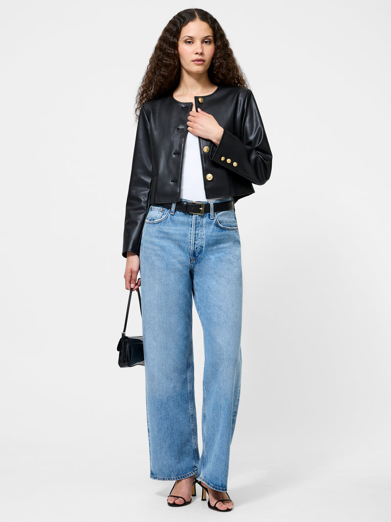 Dessa Vegan Leather Cropped Jacket
